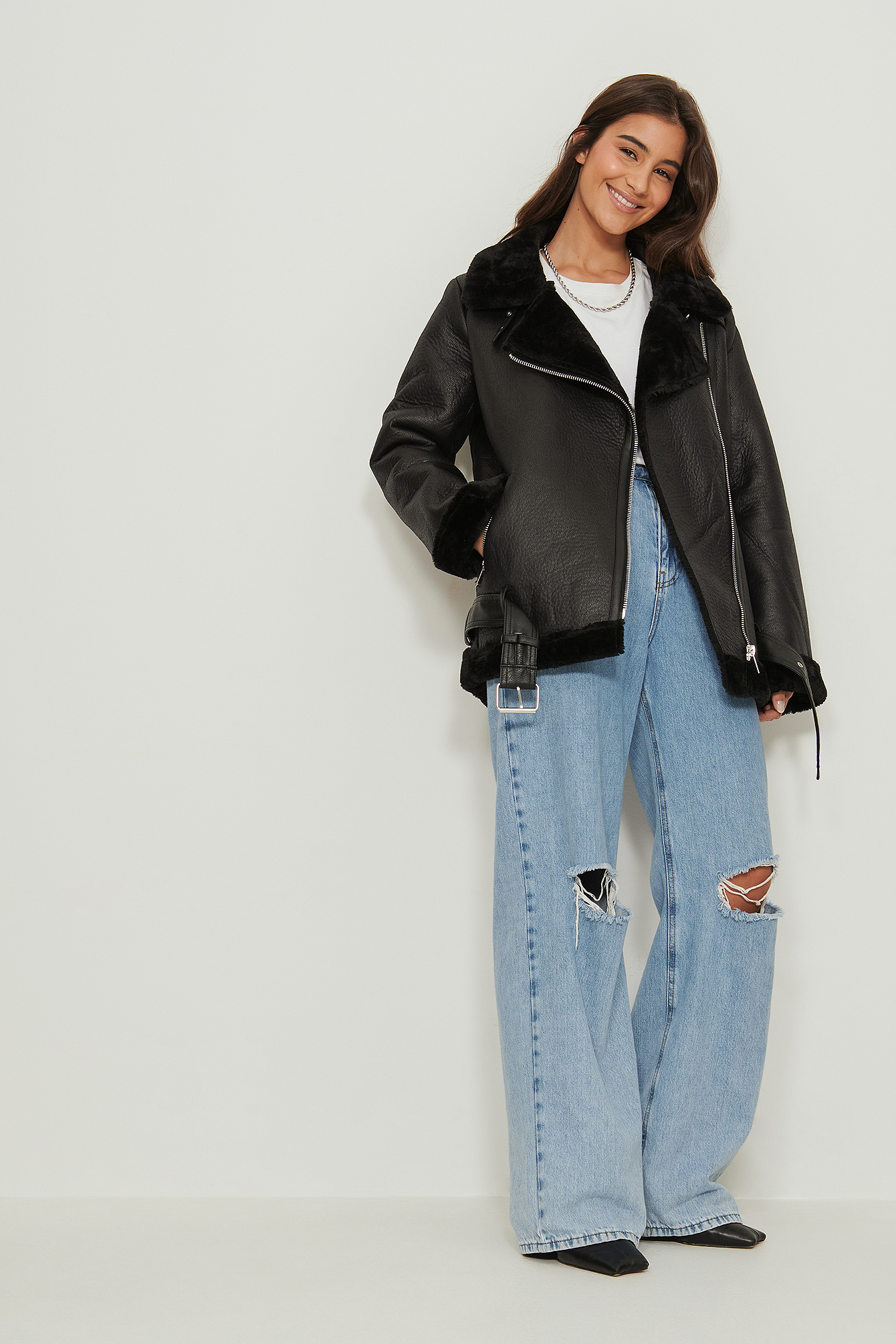 Bonded Aviator Jacket Black | na-kd.com
