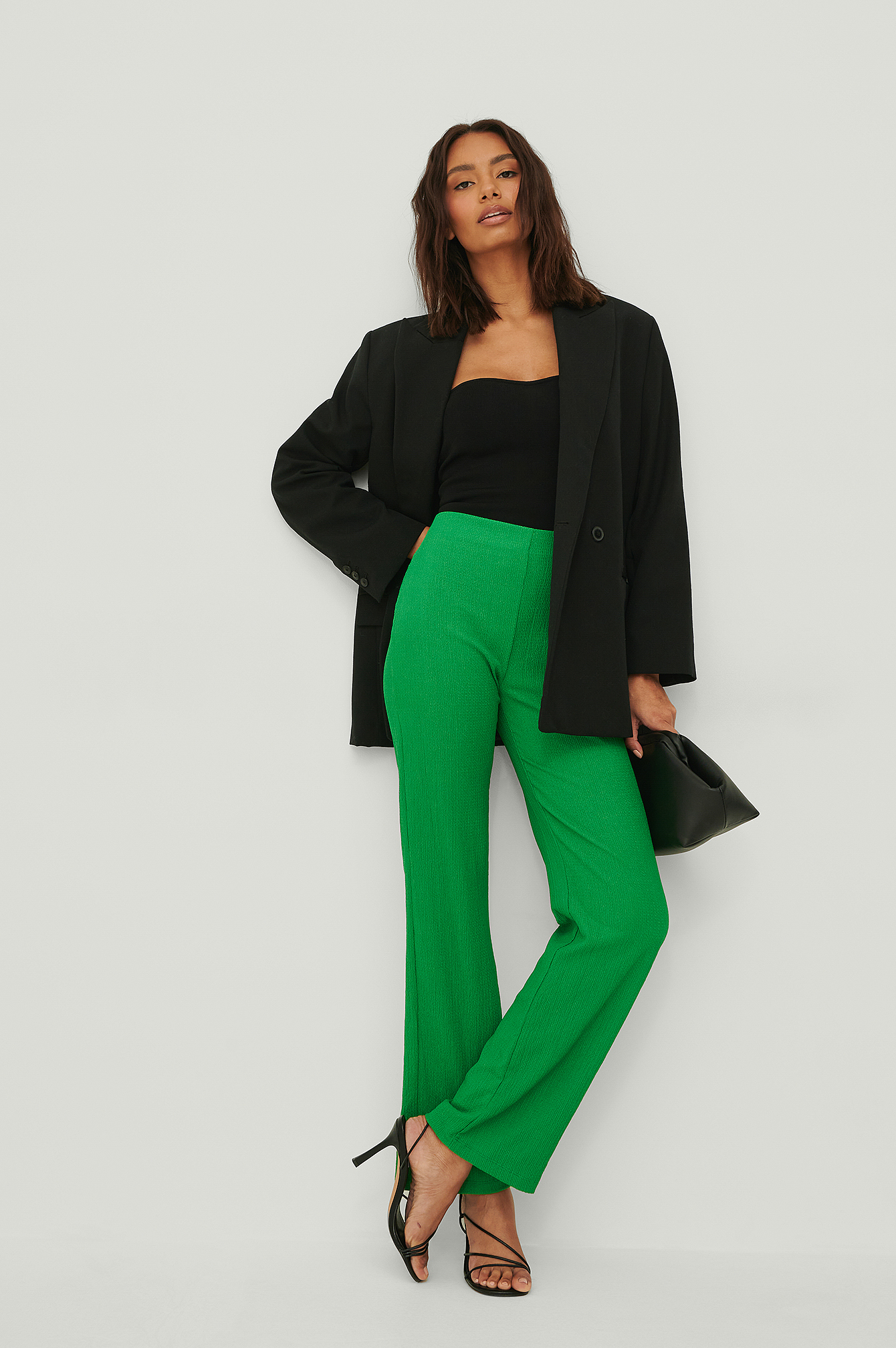 Crepe Wide Pants Green | na-kd.com