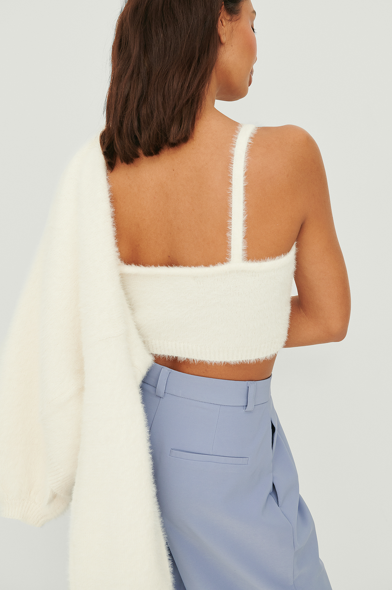 Offwhite Knitted Cropped Singlet