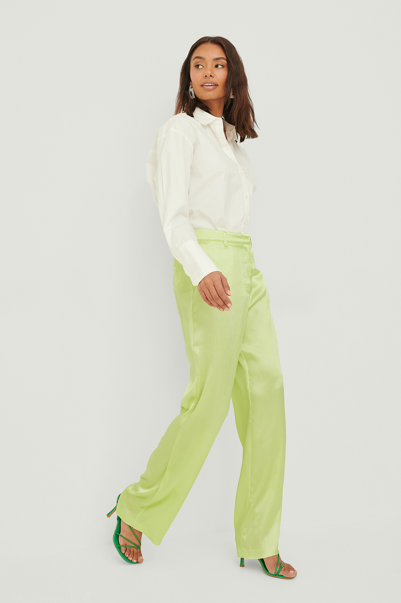 Structured Satin Suit Pants Green | na 