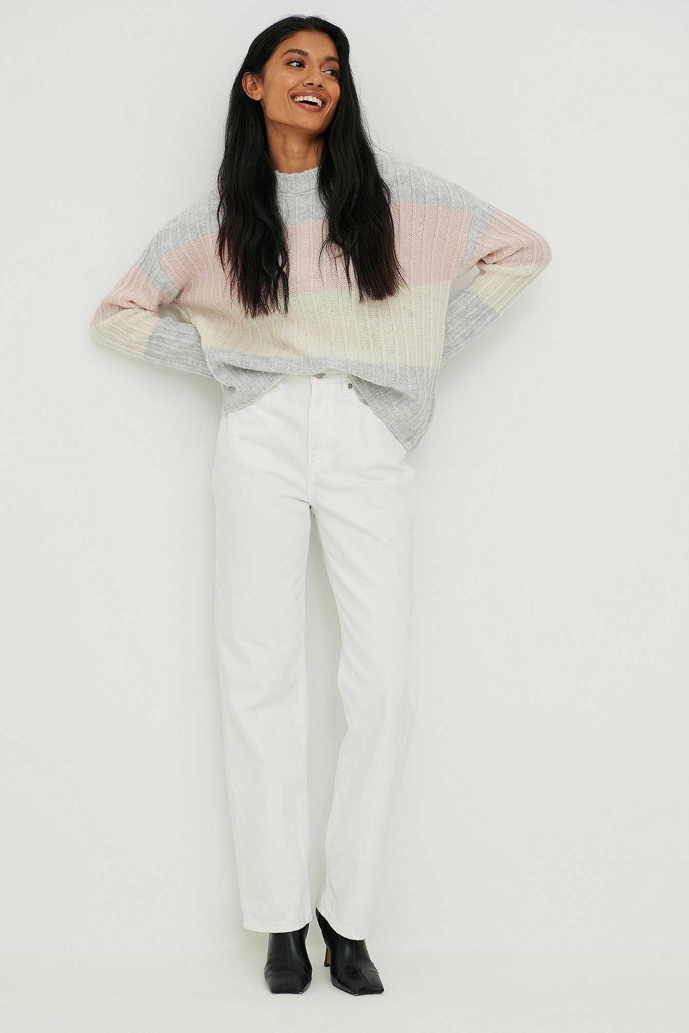 Wide Leg High Waisted Denim White | na 