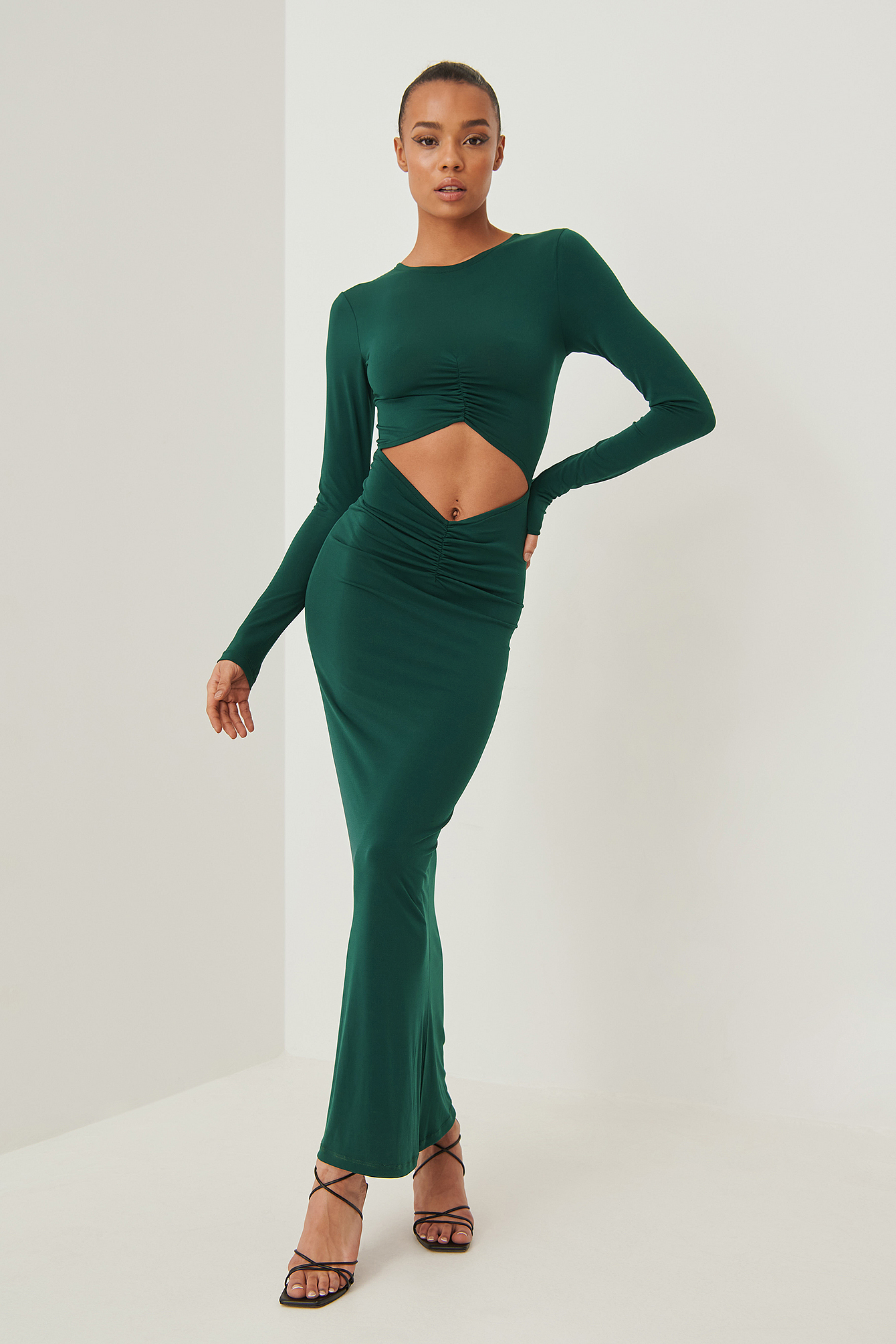 bottle green maxi dress