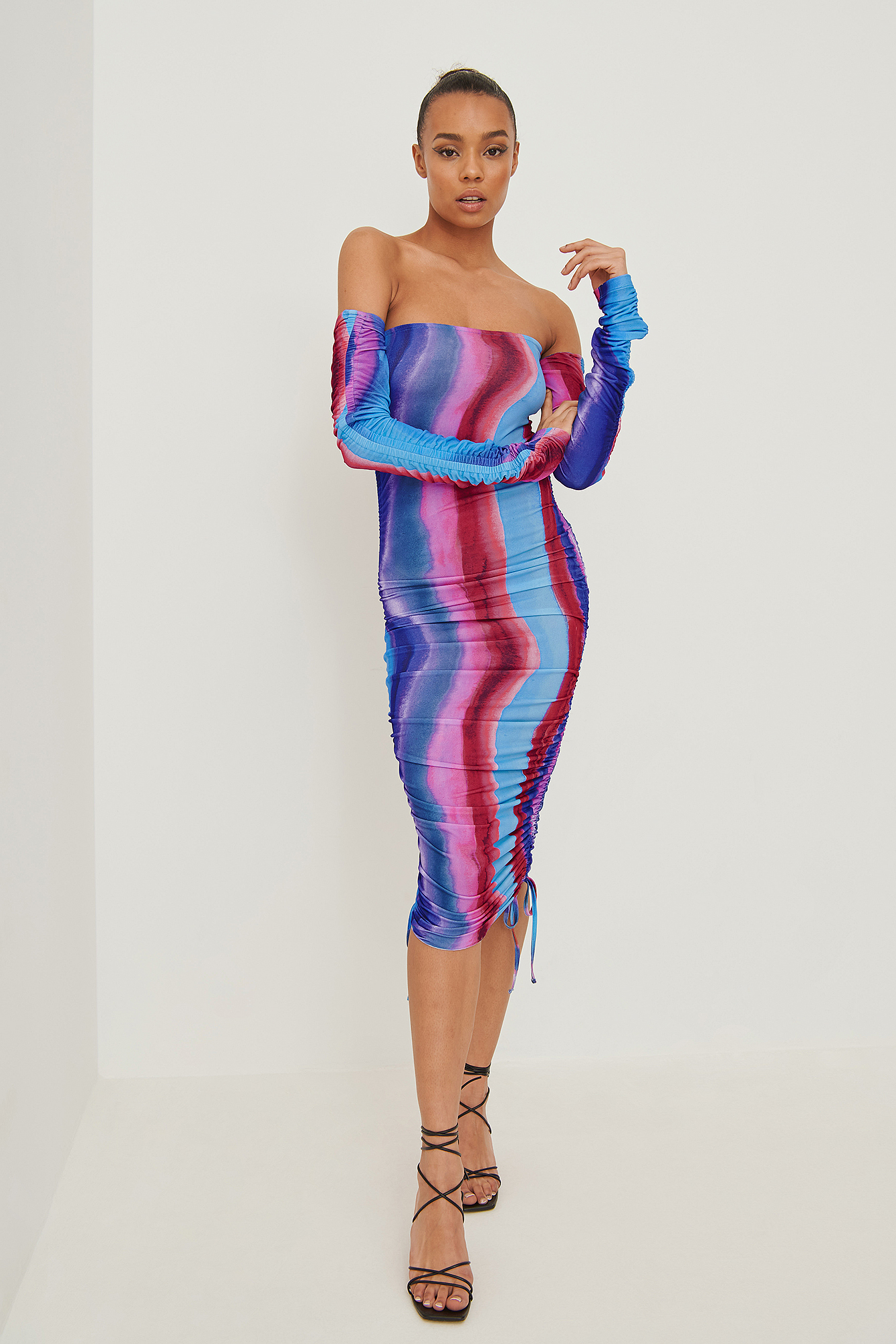 Off Shoulder Rouched Mini Dress 