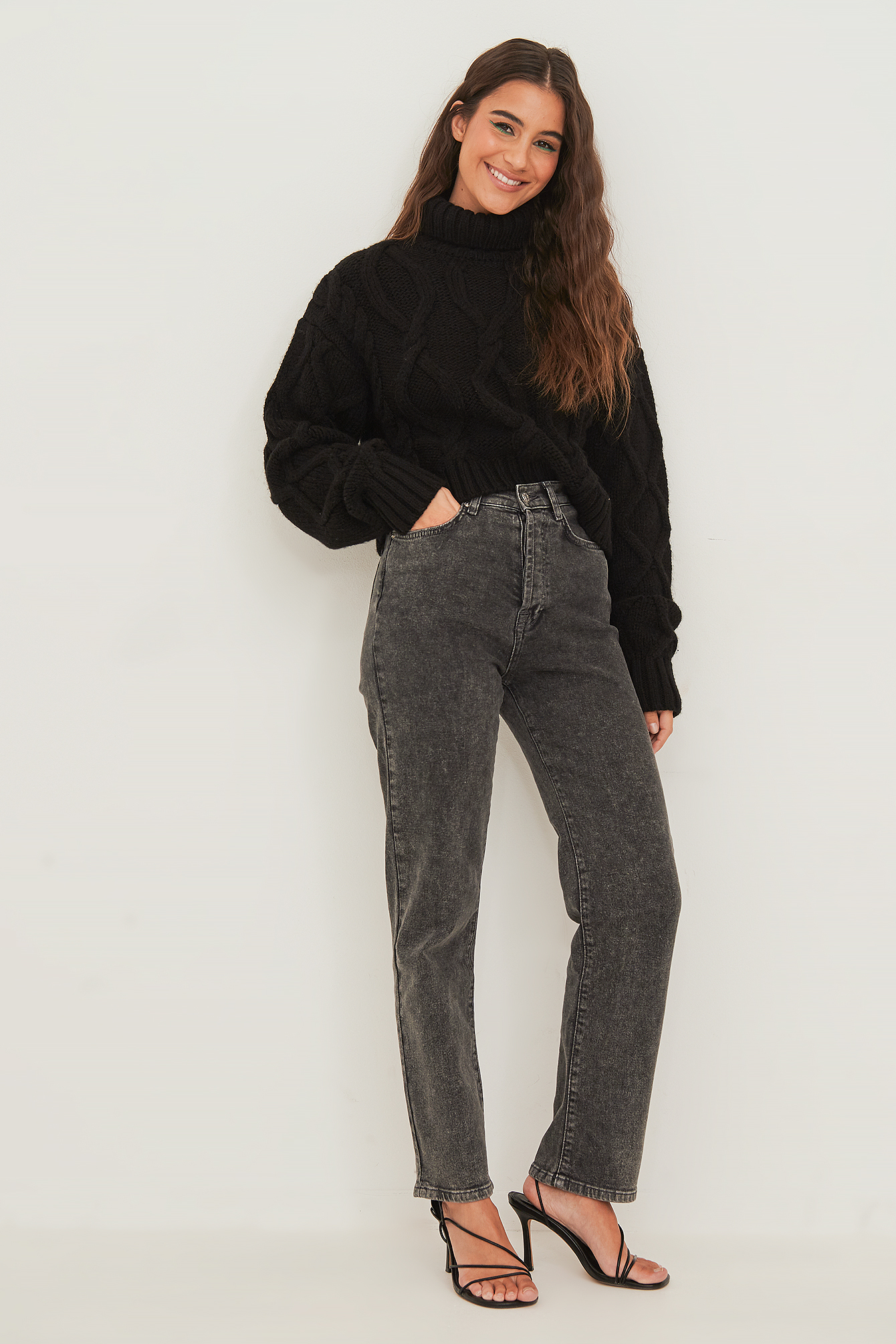 Organic Straight High Waist Jeans Grey | na-kd.com