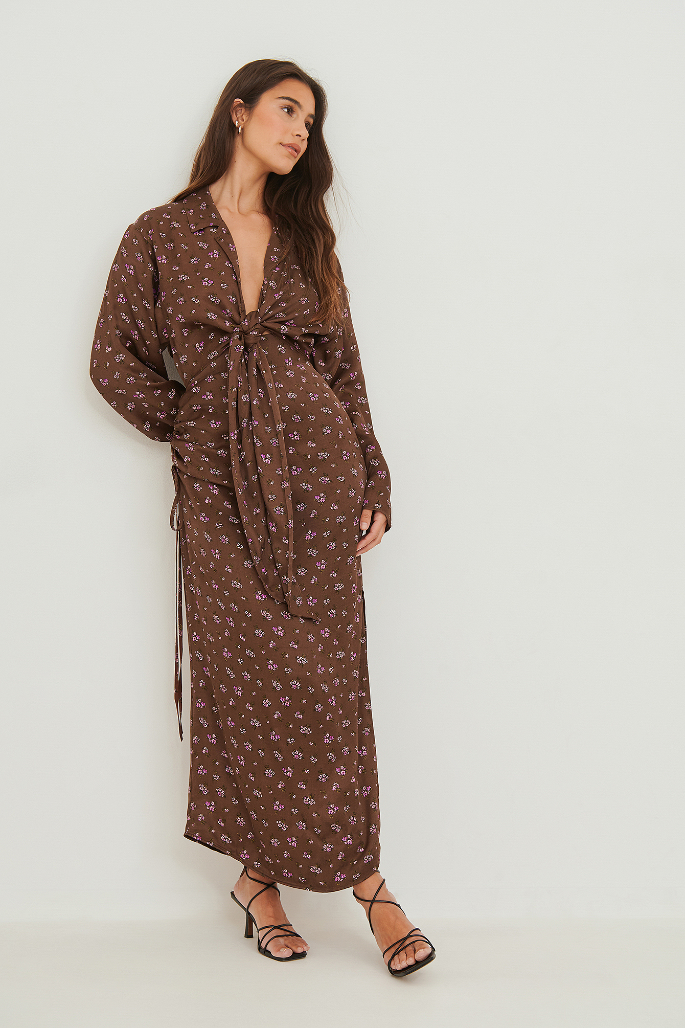 Tie Front Maxi Dress Flower