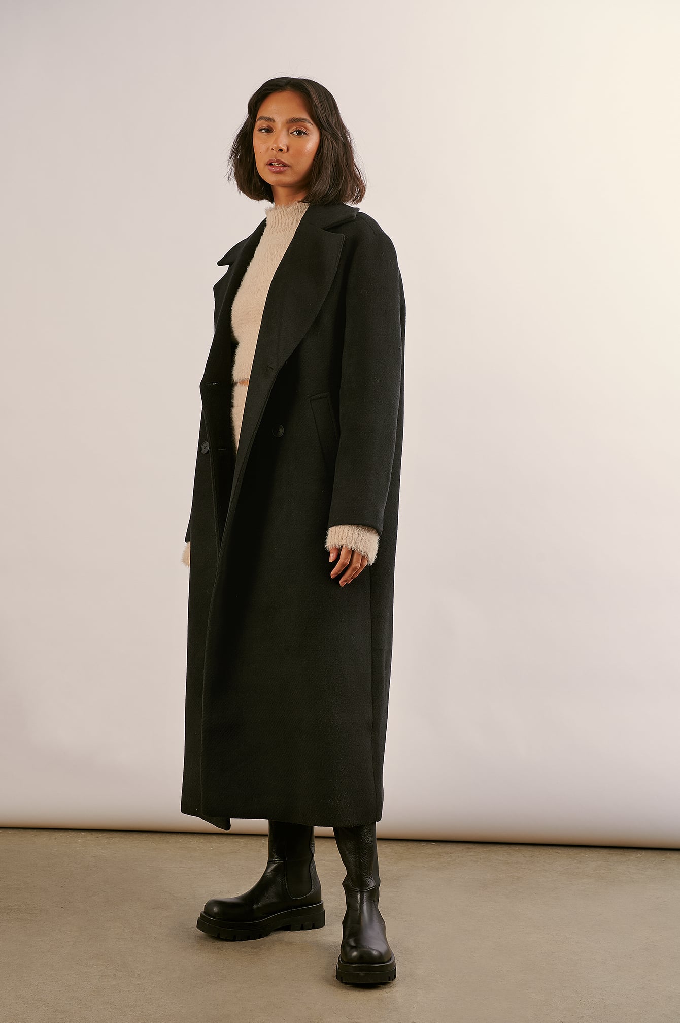 Houndstooth Straight Coat Black | na-kd.com