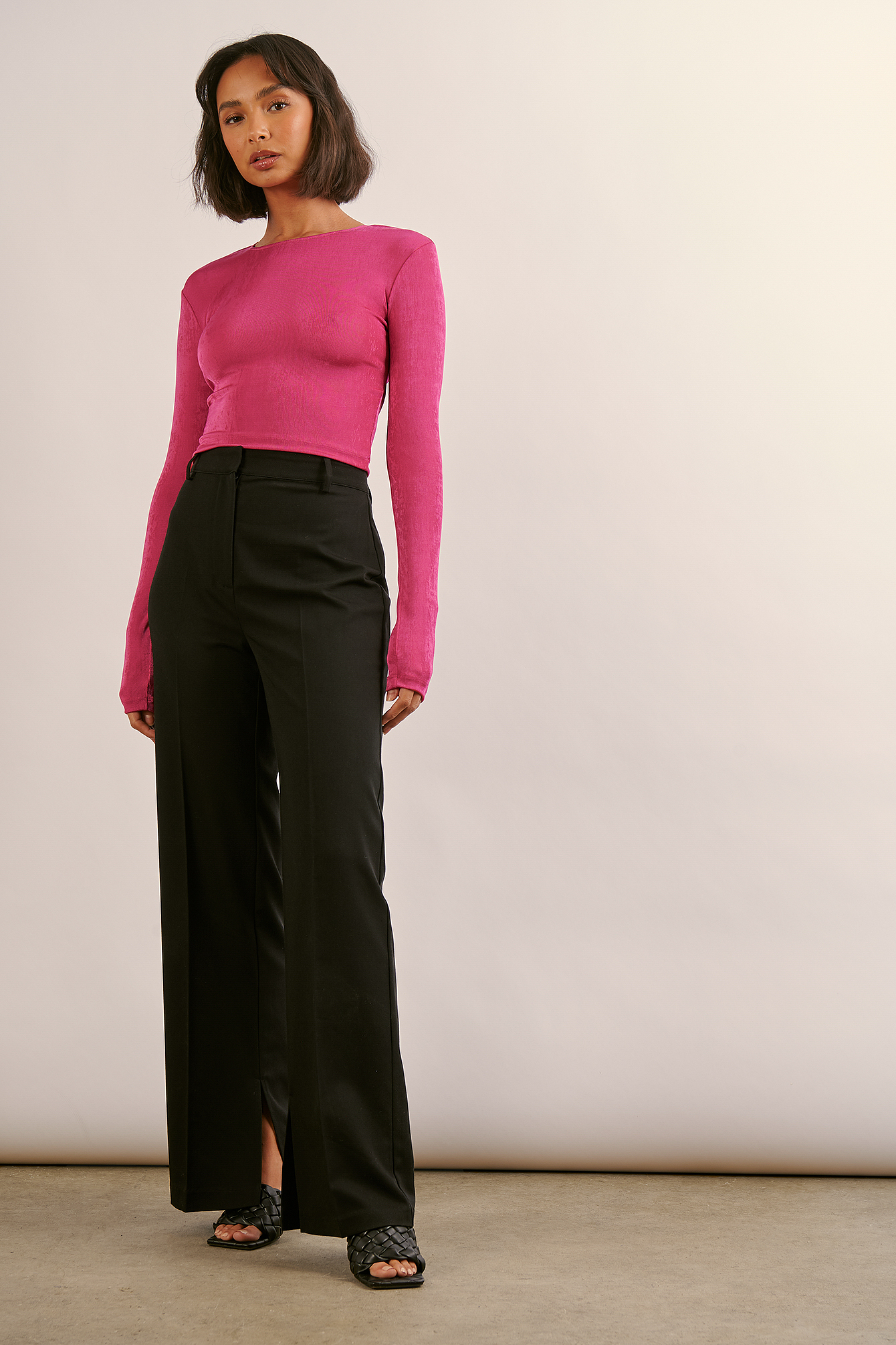 Recycled Open Back Long Sleeve Top Pink