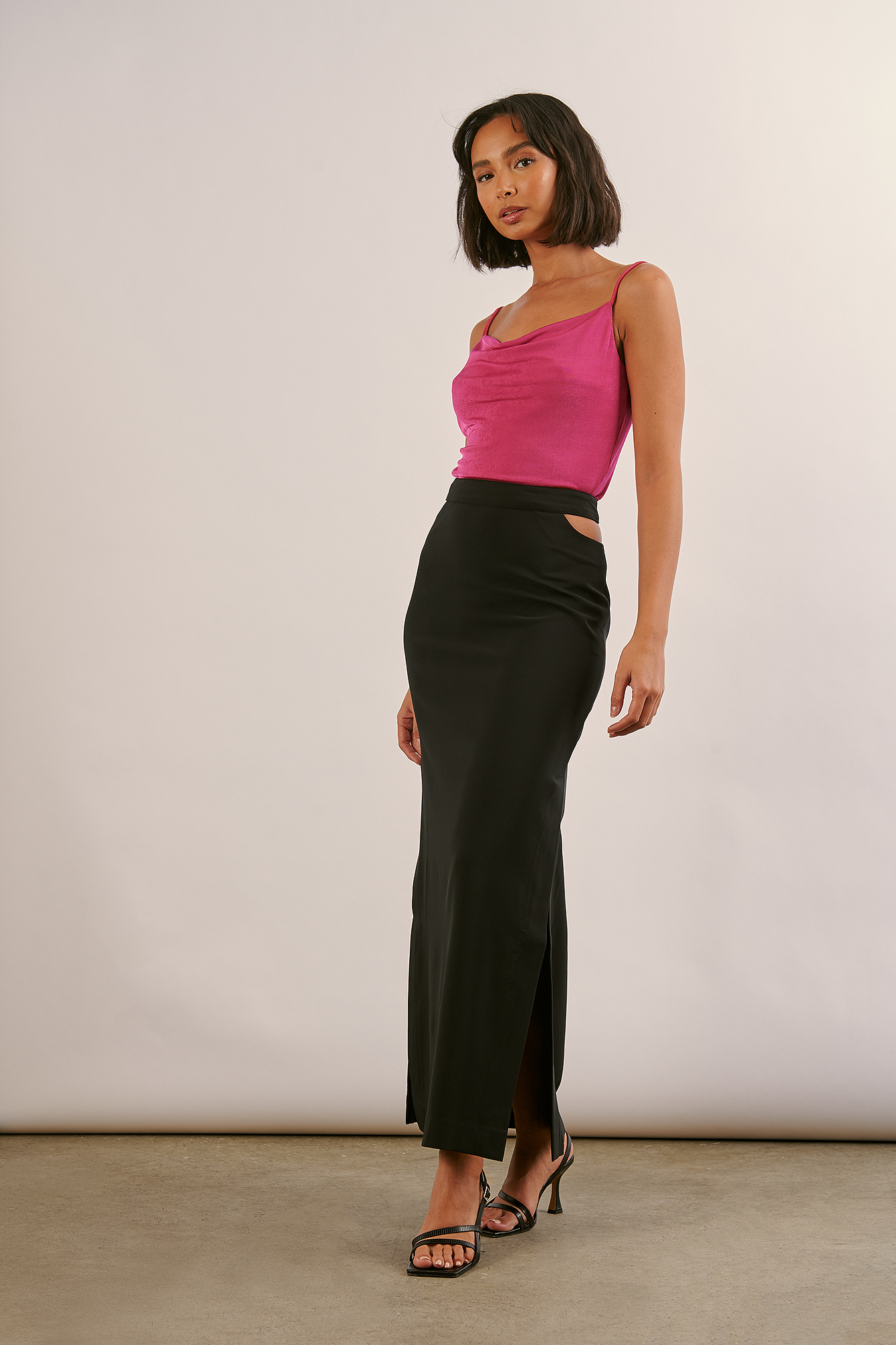 Recycled Cut Out Maxi Skirt Black | na 