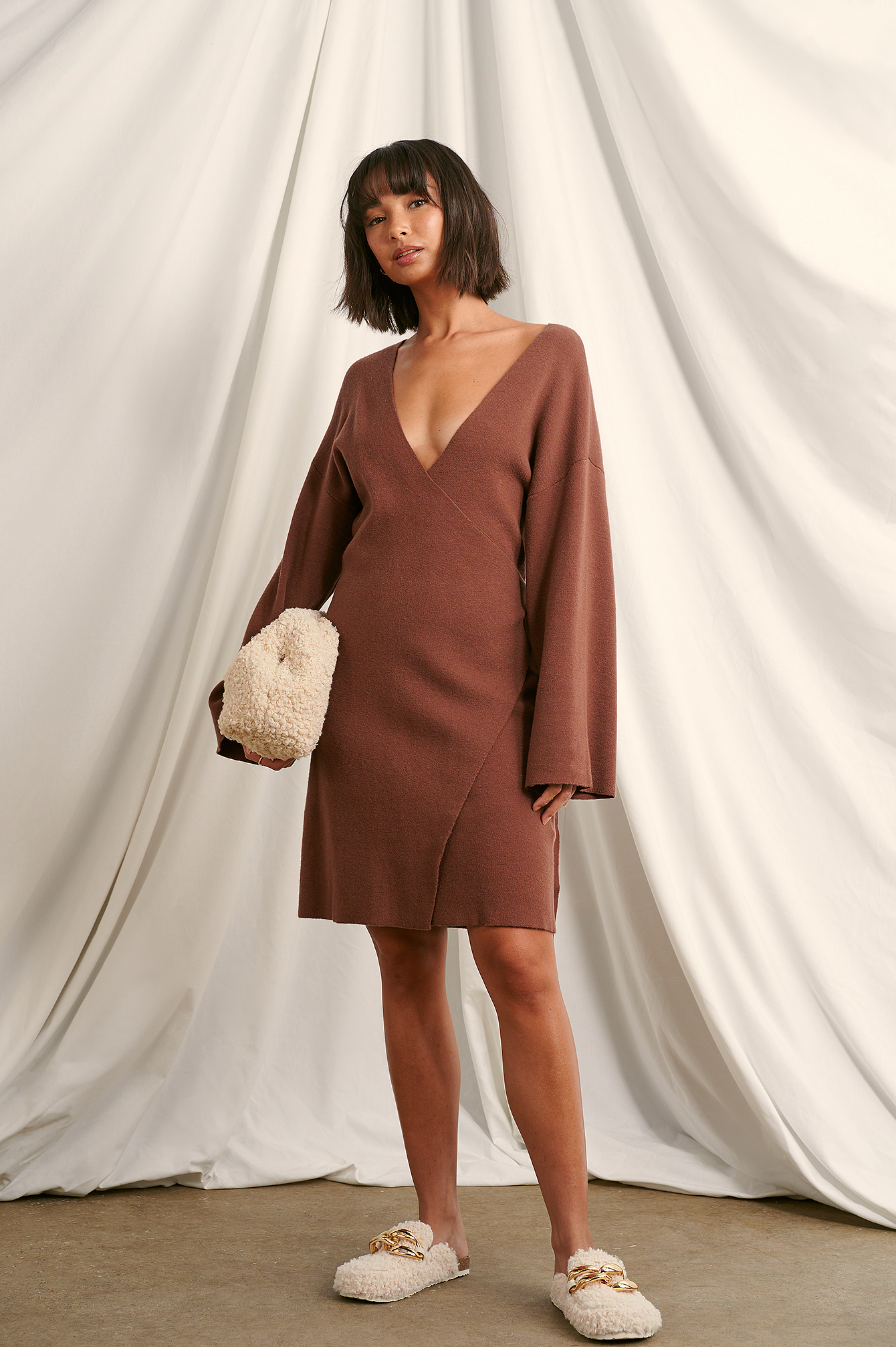 Wrapped Knitted Midi Dress Outfit