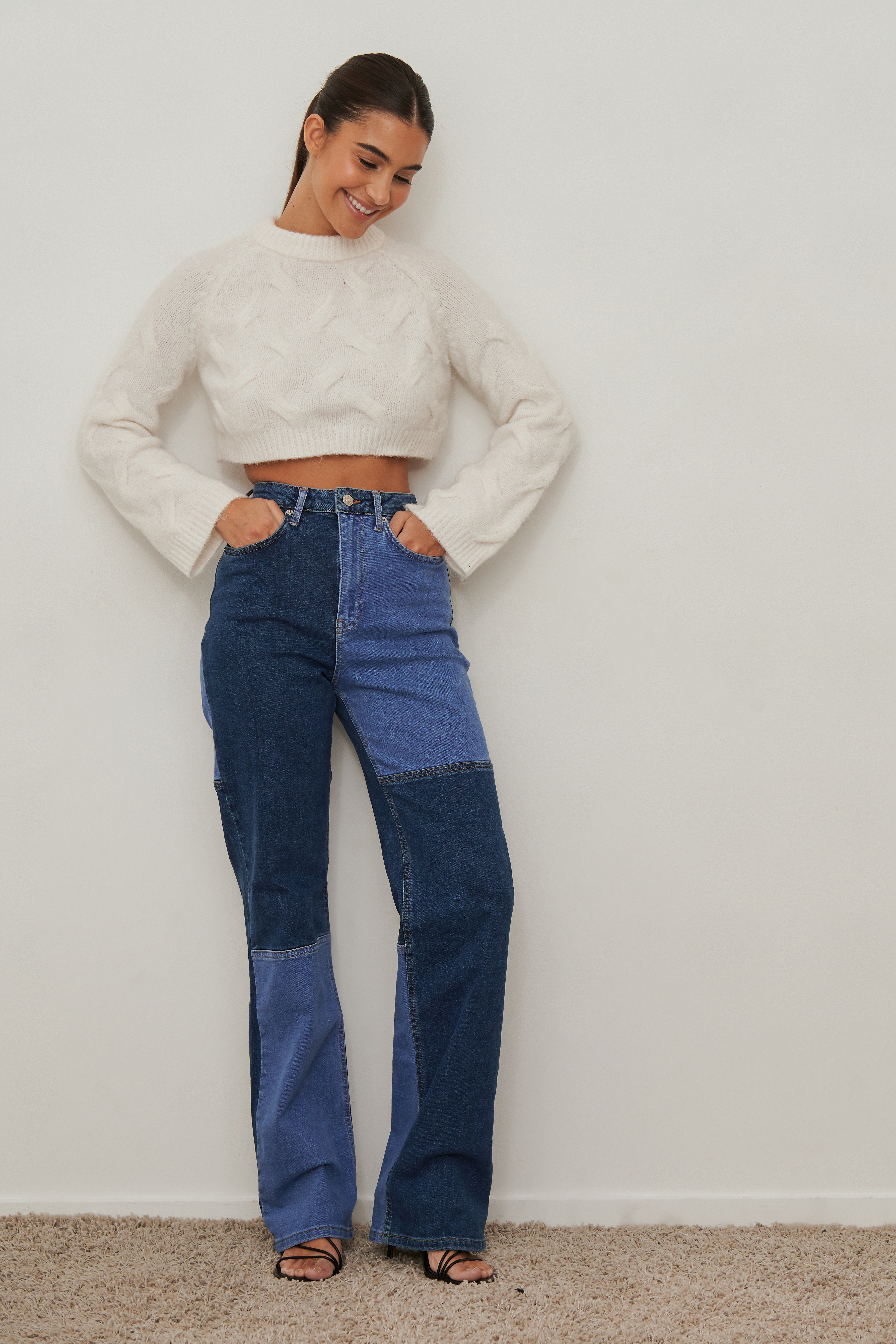 Paneled Straight Fit Denim Blue | na-kd.com
