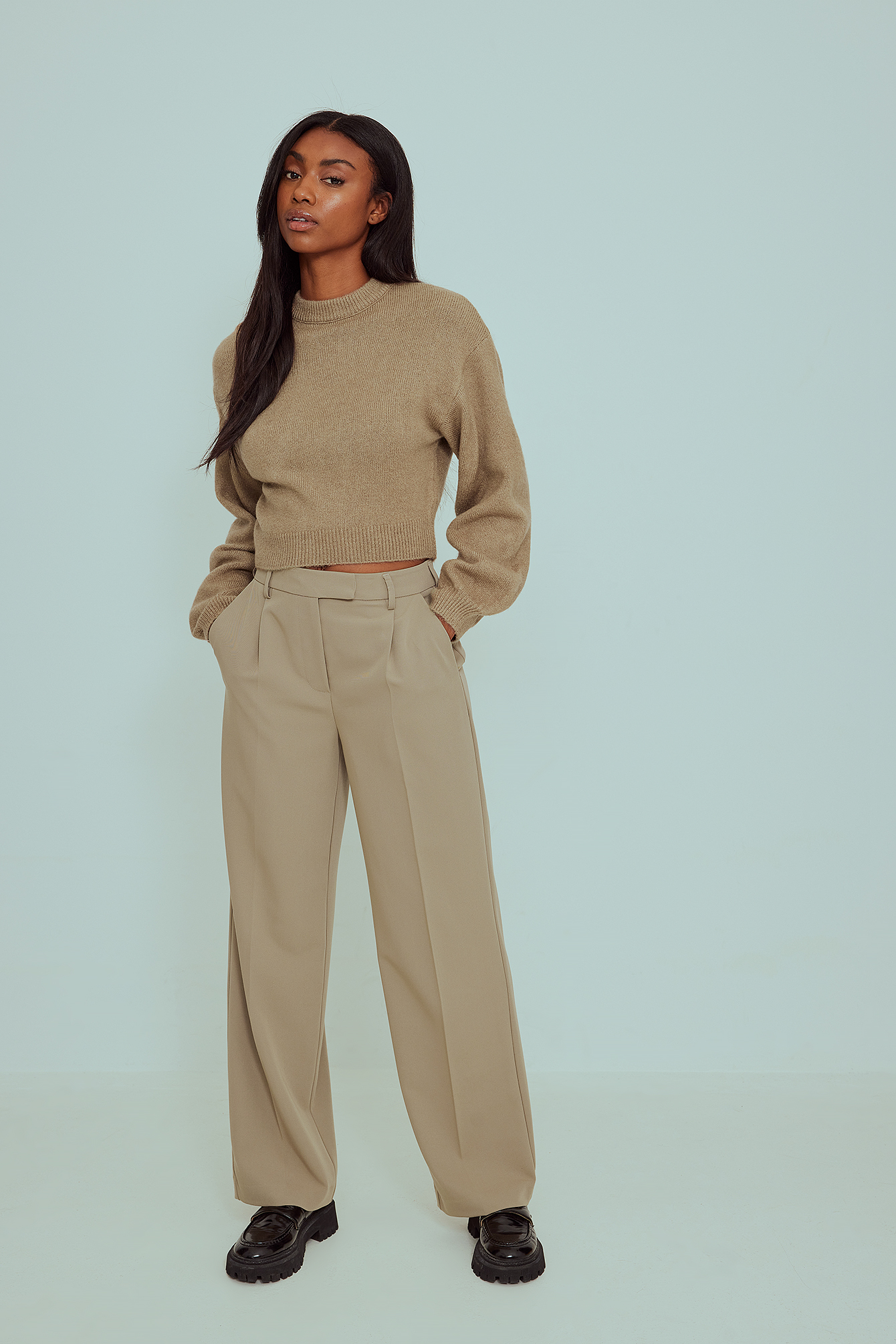 Pleated Loose Fit Pants Beige | na-kd.com