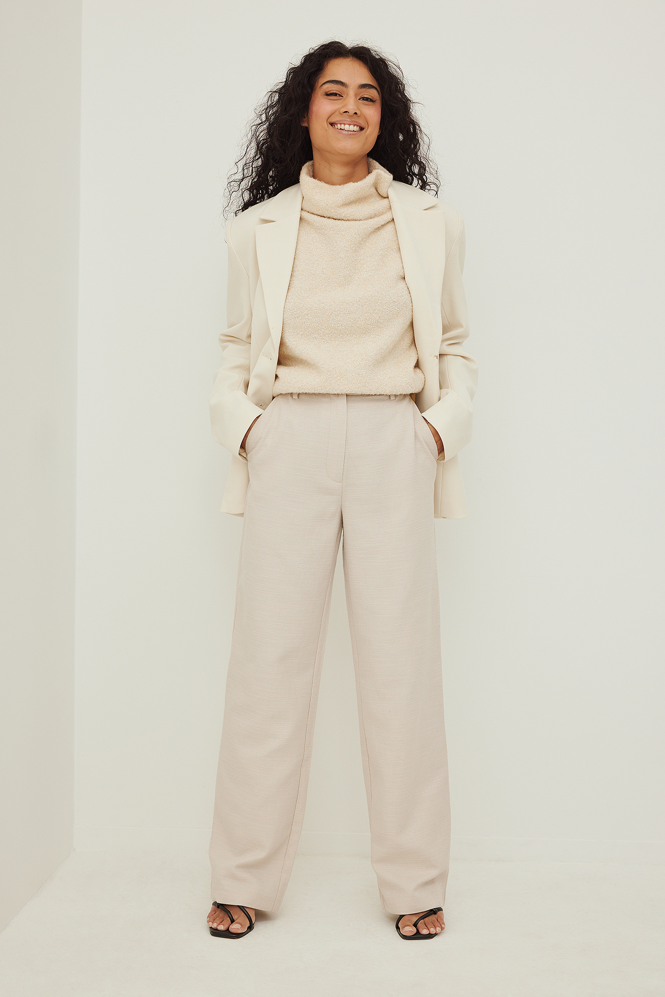 Structured High Waist Wide Leg Suit 