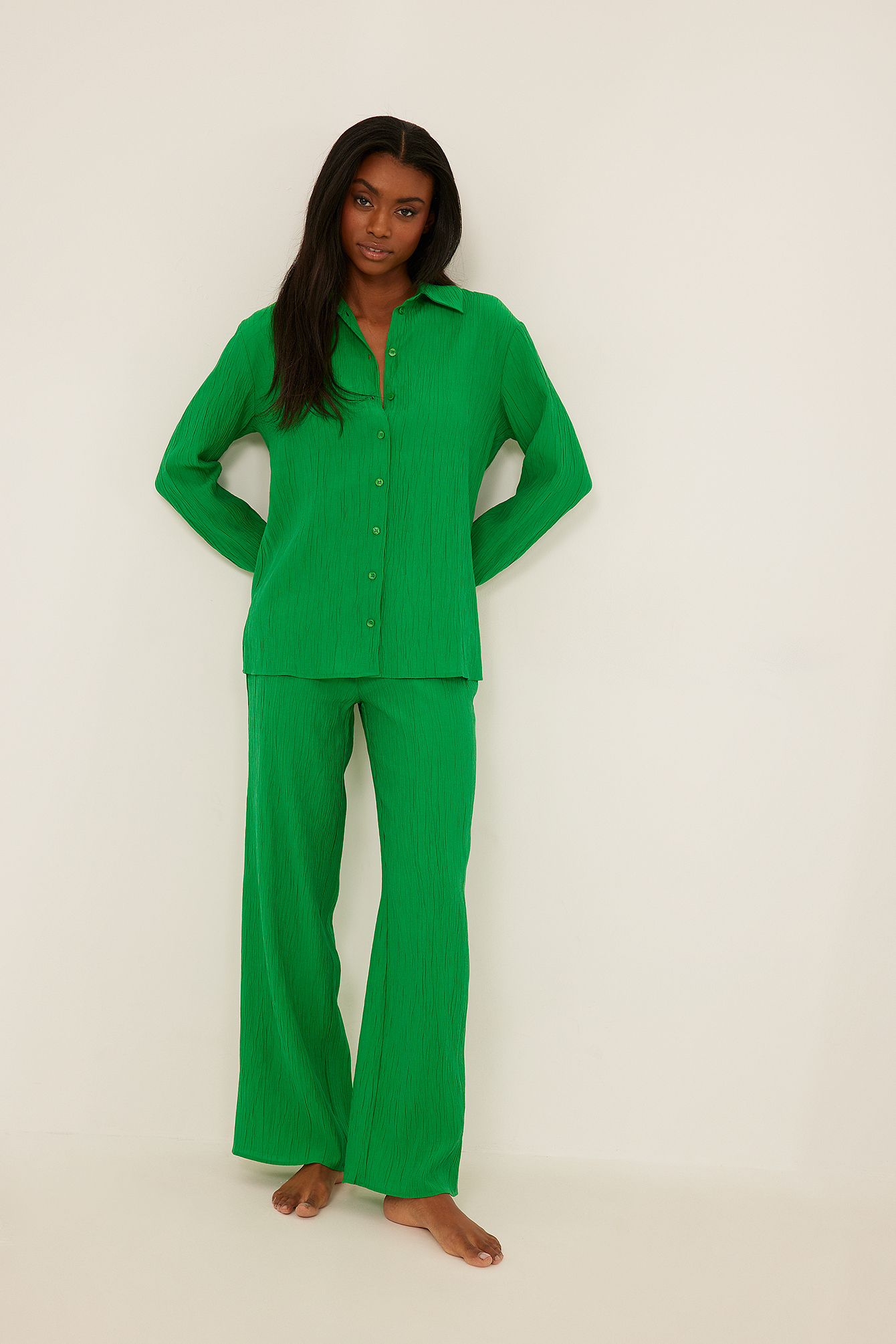 Structured Loungewear Pants Green | na-kd.com