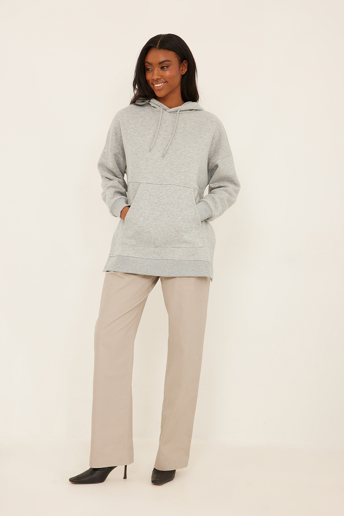 Side Slit Oversized Hoodie Grey | na-kd.com