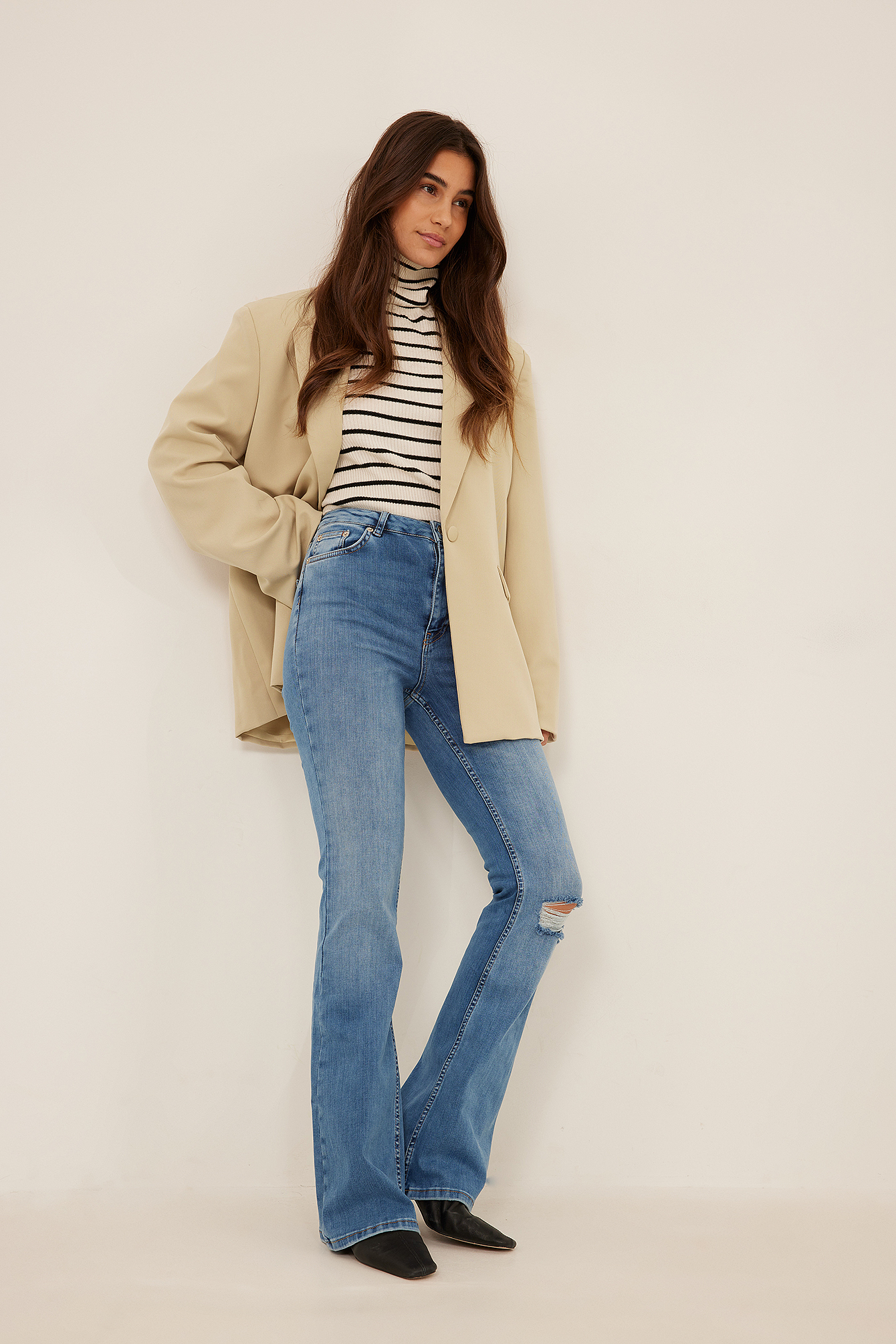 Skinny Bootcut Distressed Denim Blue 