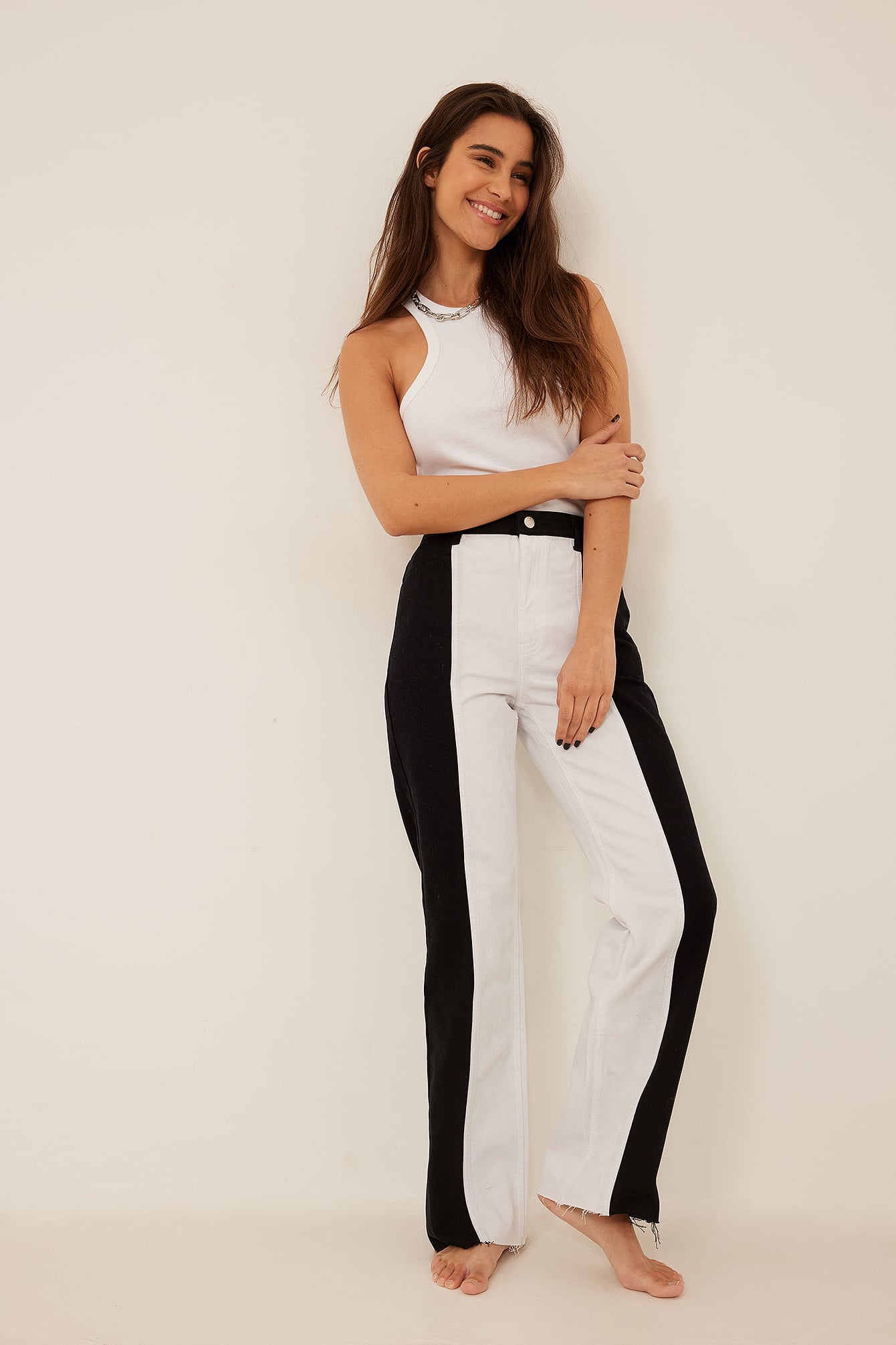 Color Block Straight Jeans Multicolor 