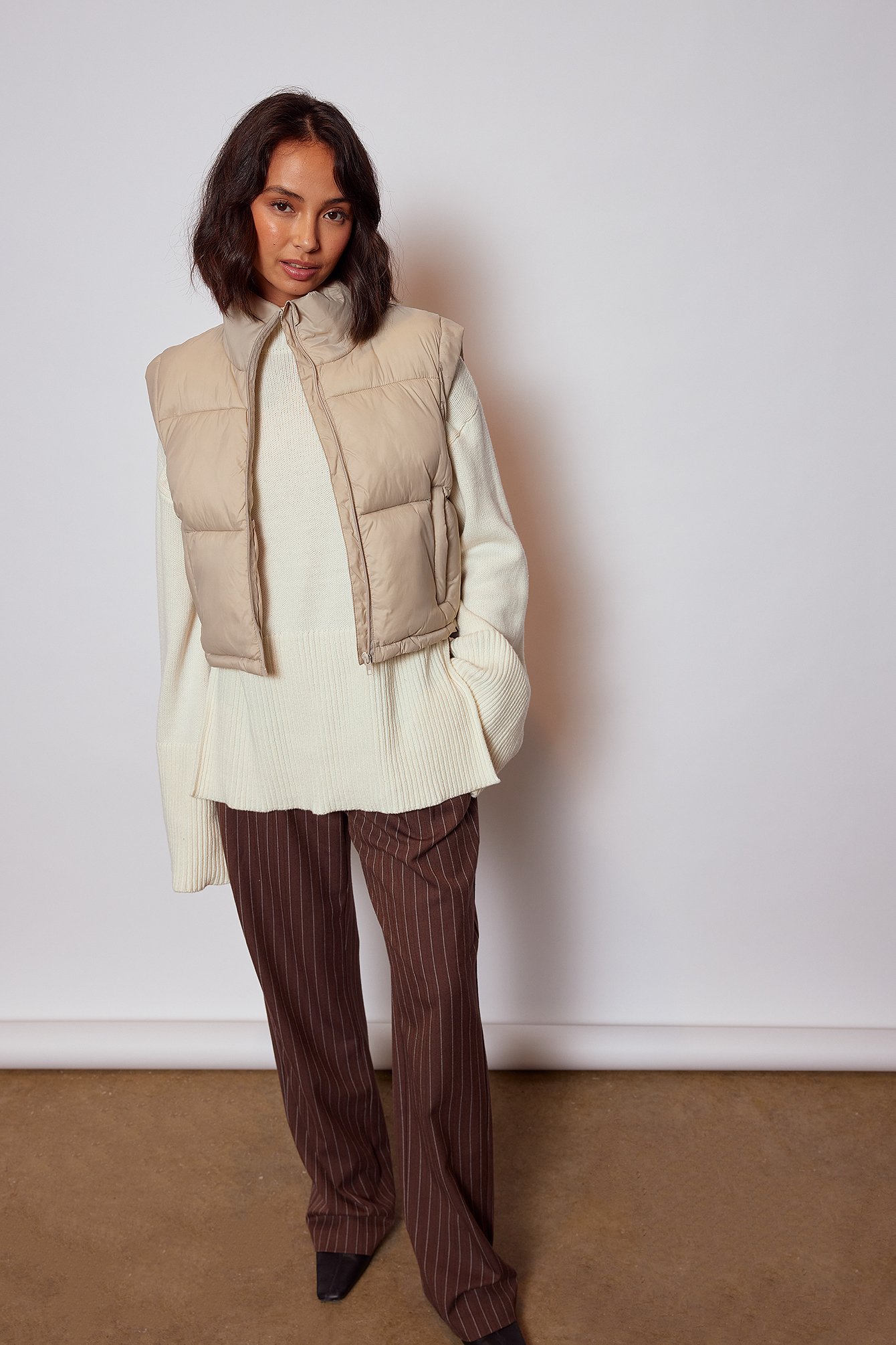 Cropped Padded Vest Outfit.