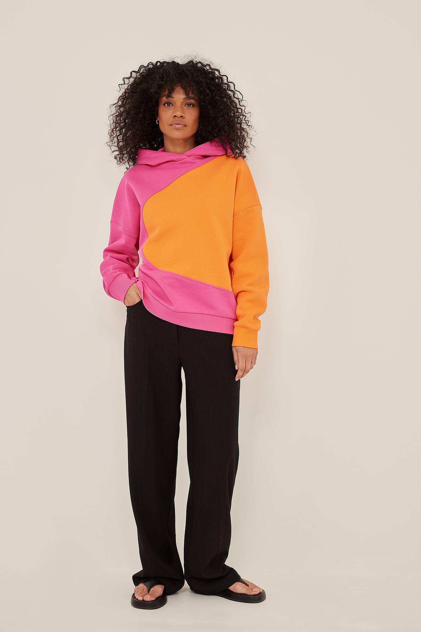 color blocking hoodie outfit