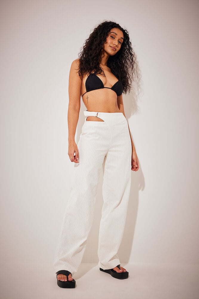 Cut Out Detail Trousers Offwhite | na 
