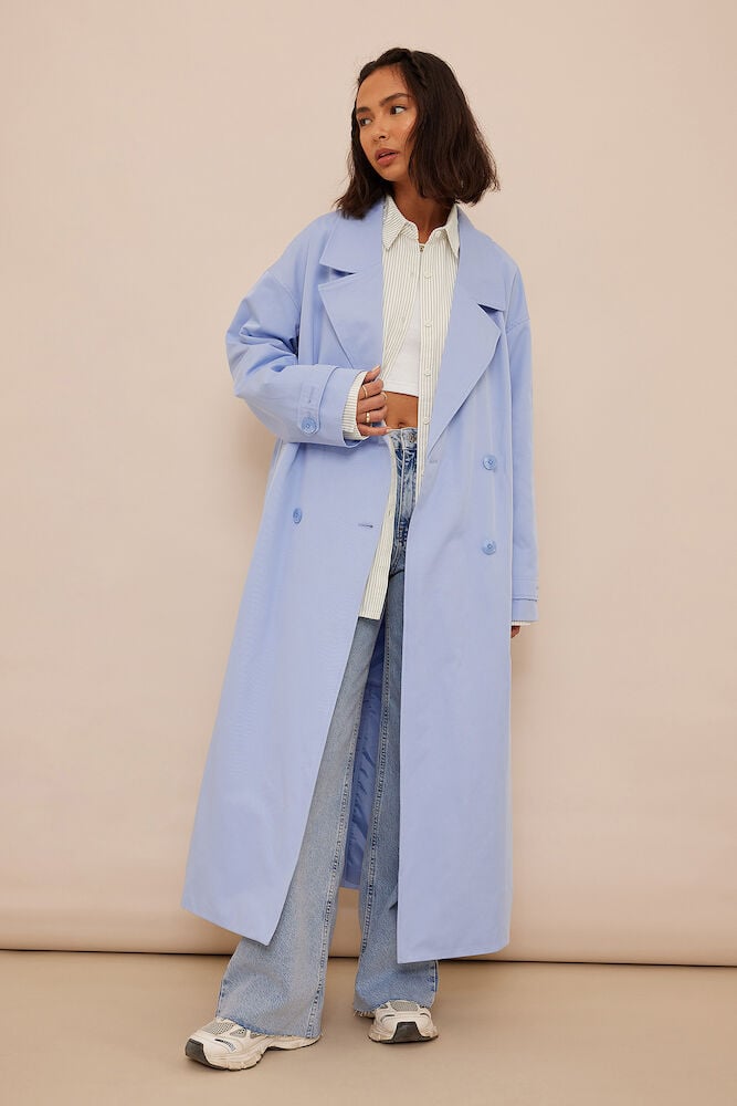 Mid Blue Oversized Wide Trenchcoat