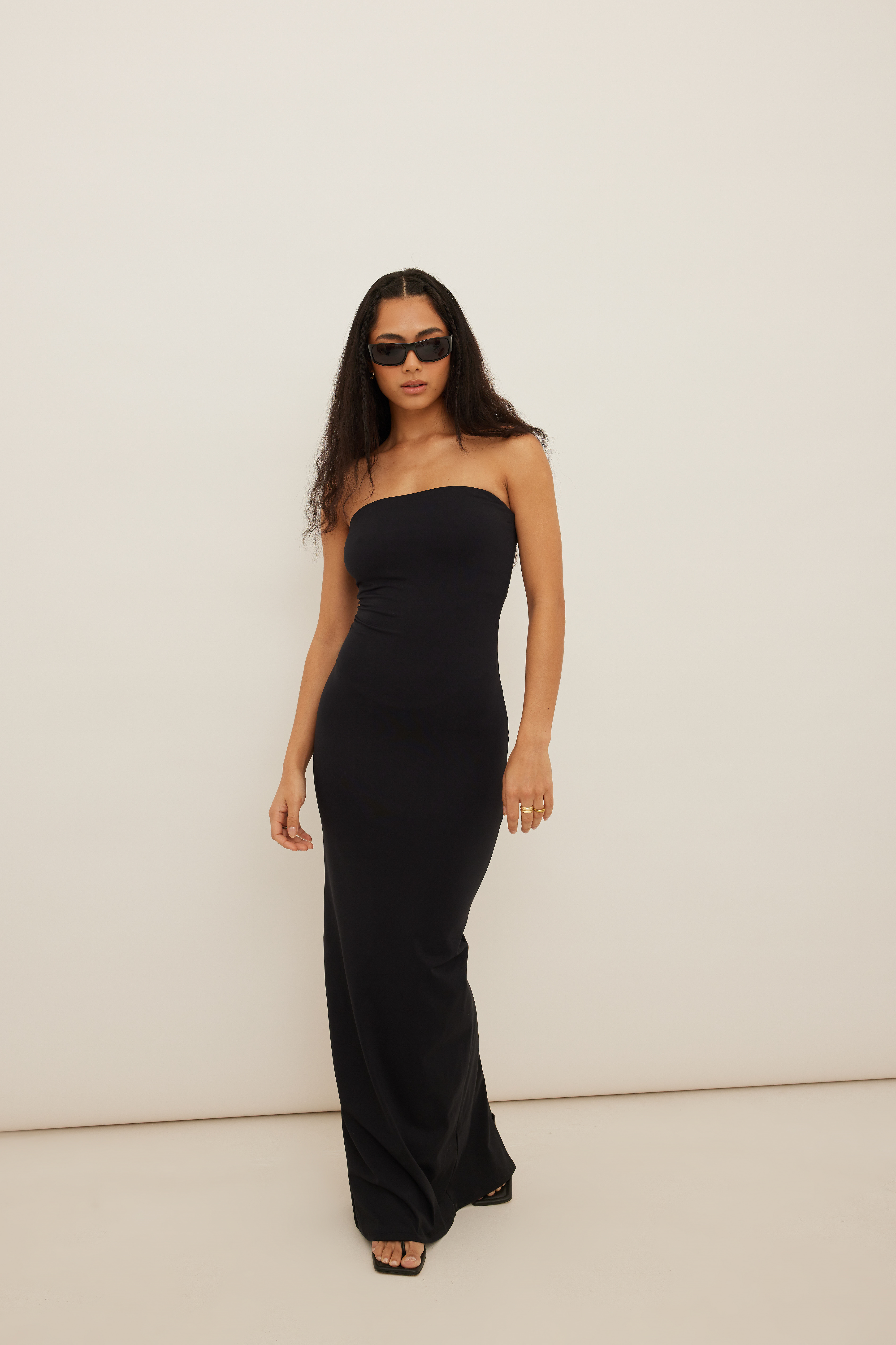 Recycled Bandeau Maxi Dress Black | na 