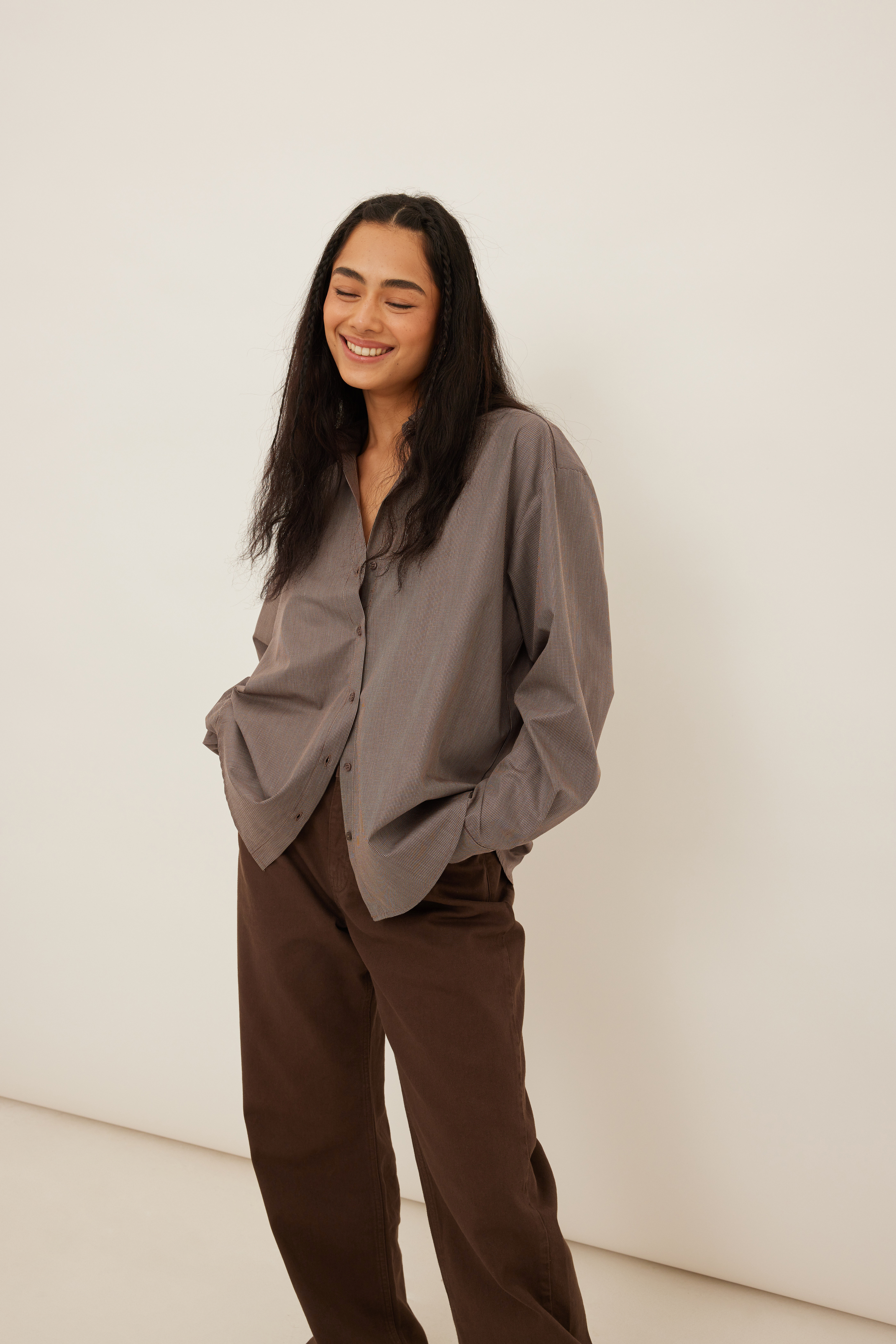 brown oversized shirt