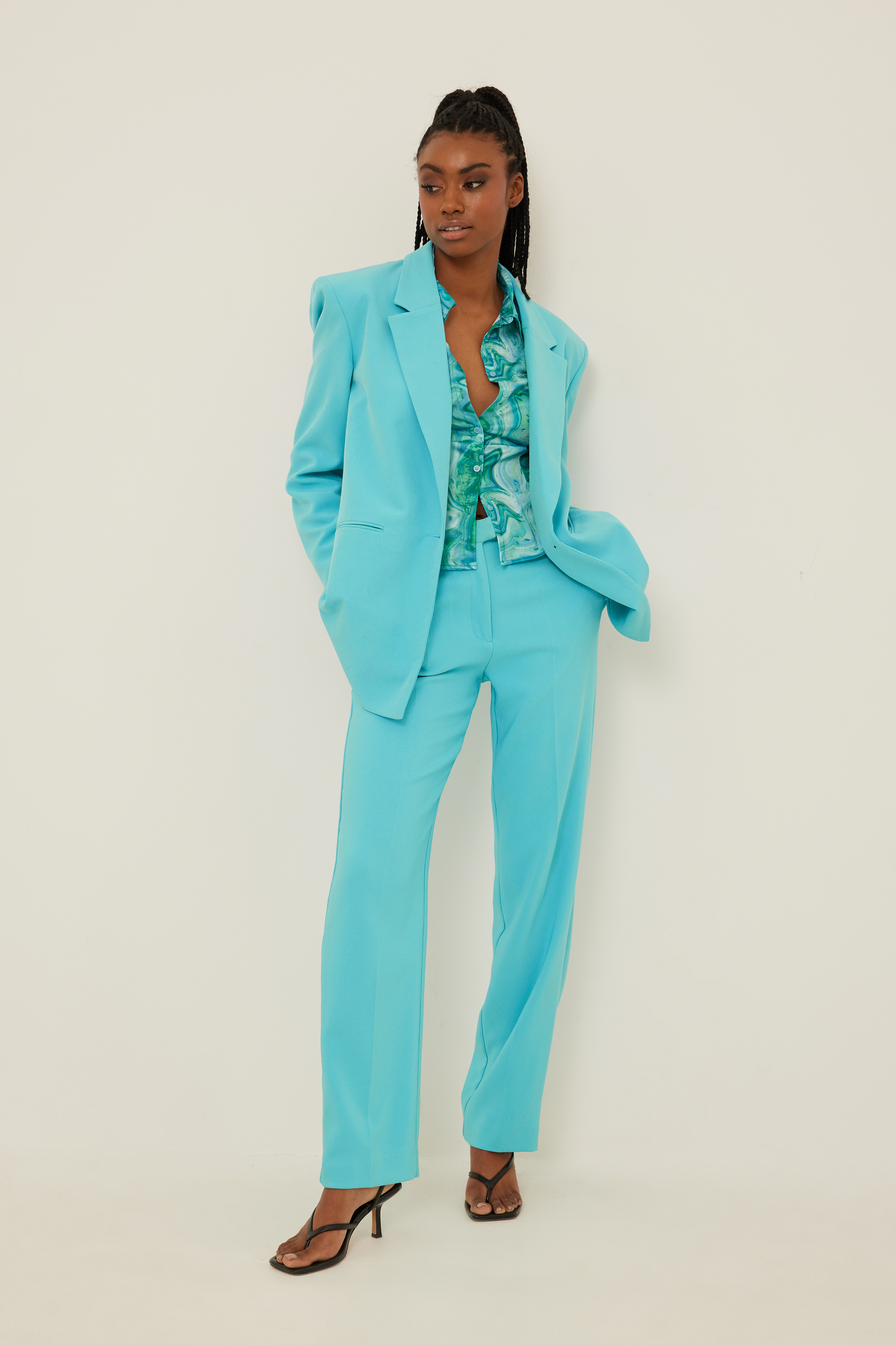 Tied Waist Pants Blue | na-kd.com