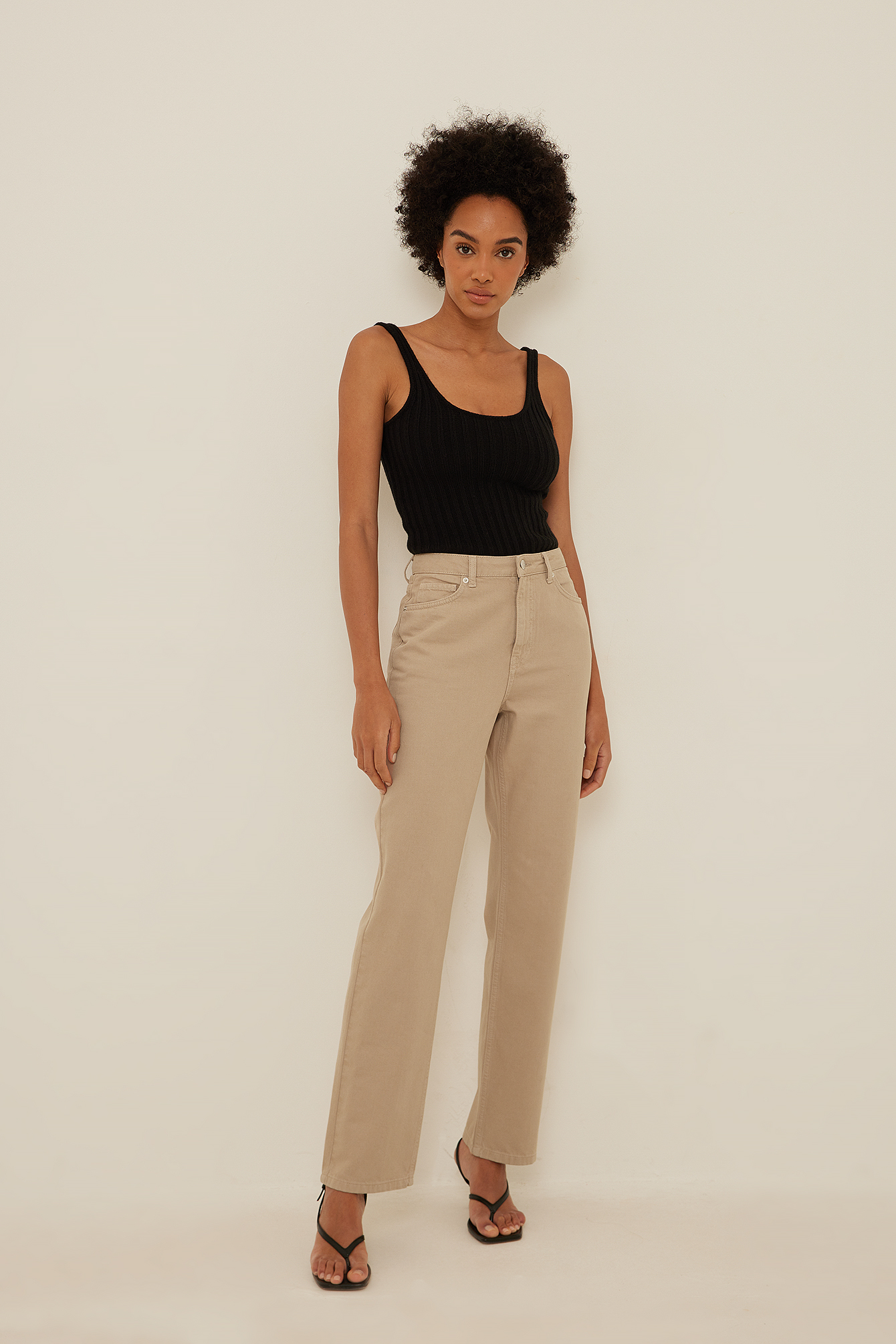 Straight Tall Denim Beige | na-kd.com
