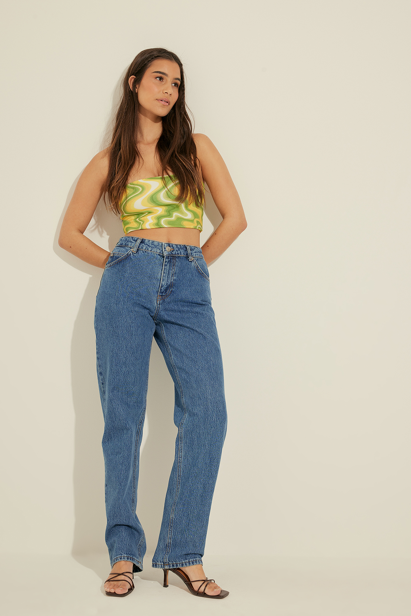Organic Mid Rise Straight Jeans Blue 