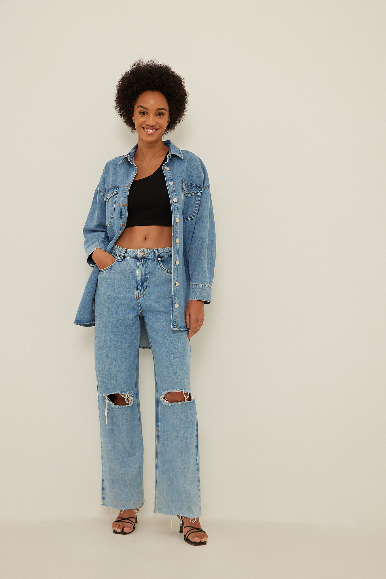 Oversized Denim Shirt Blue | na-kd.com
