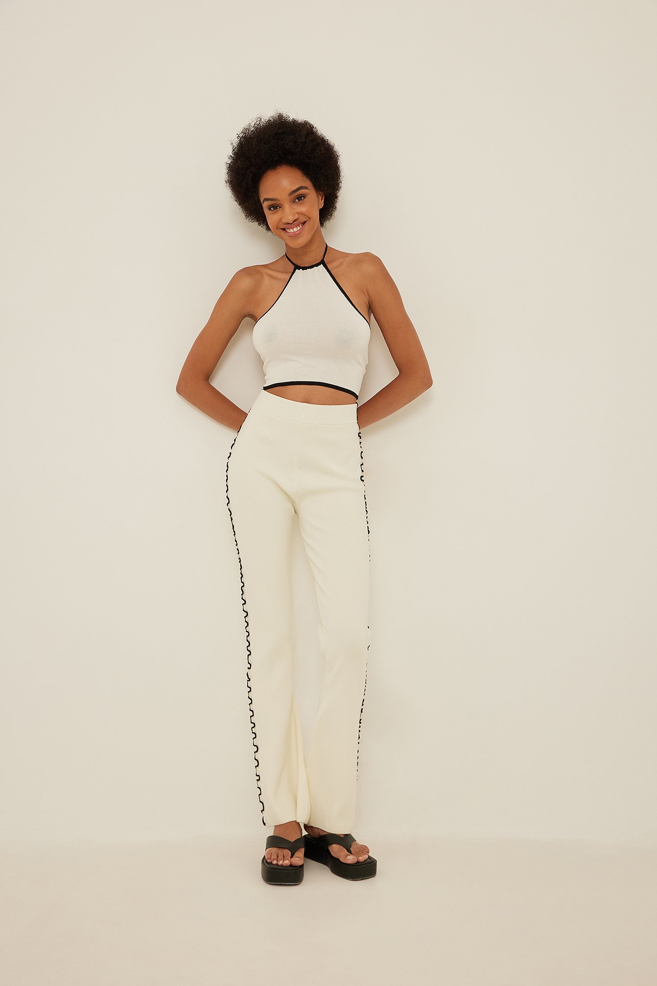 Knitted Halterneck Crop Top Outfit