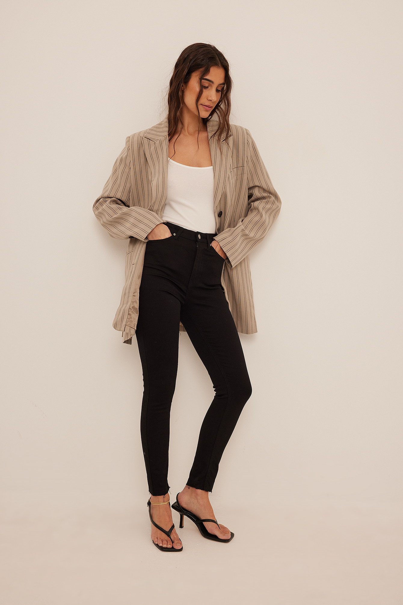 Organic Skinny High Waist Raw Hem Jeans 