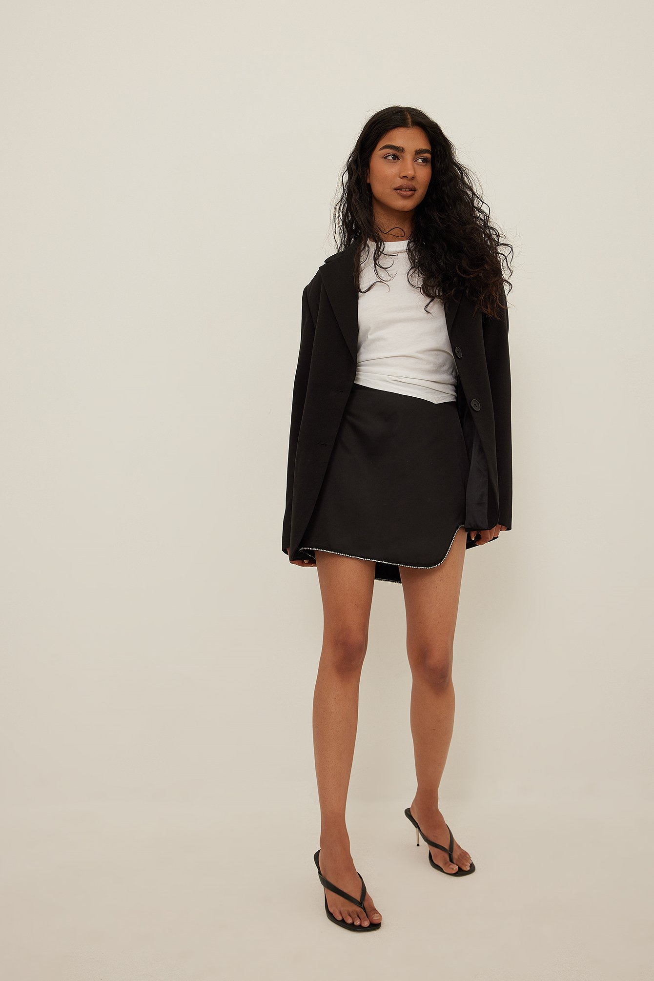 Black Mini Satin Skirt