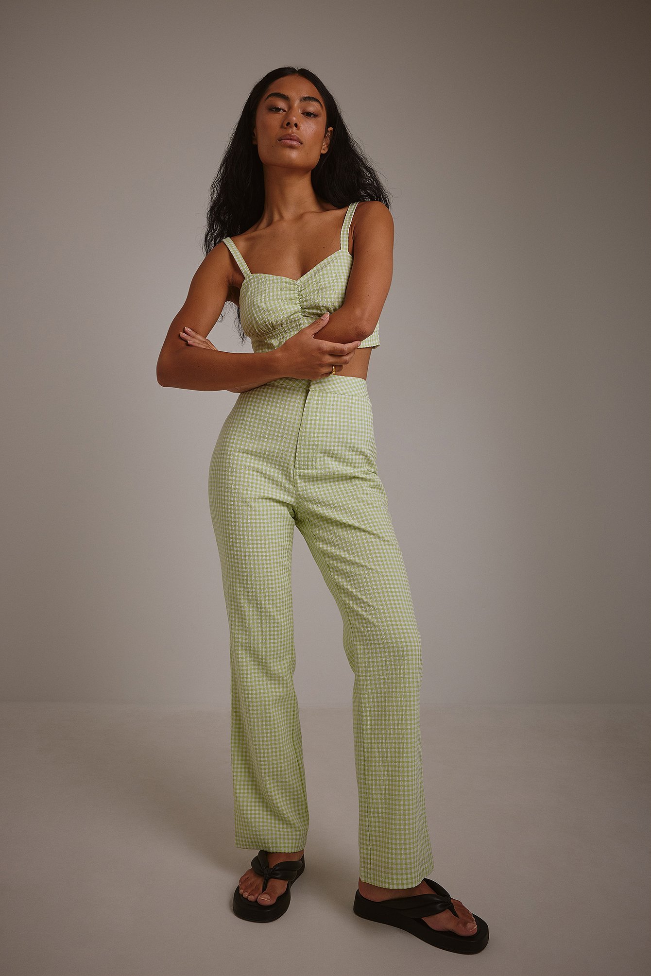 Checked Green Checked Culotte Trousers
