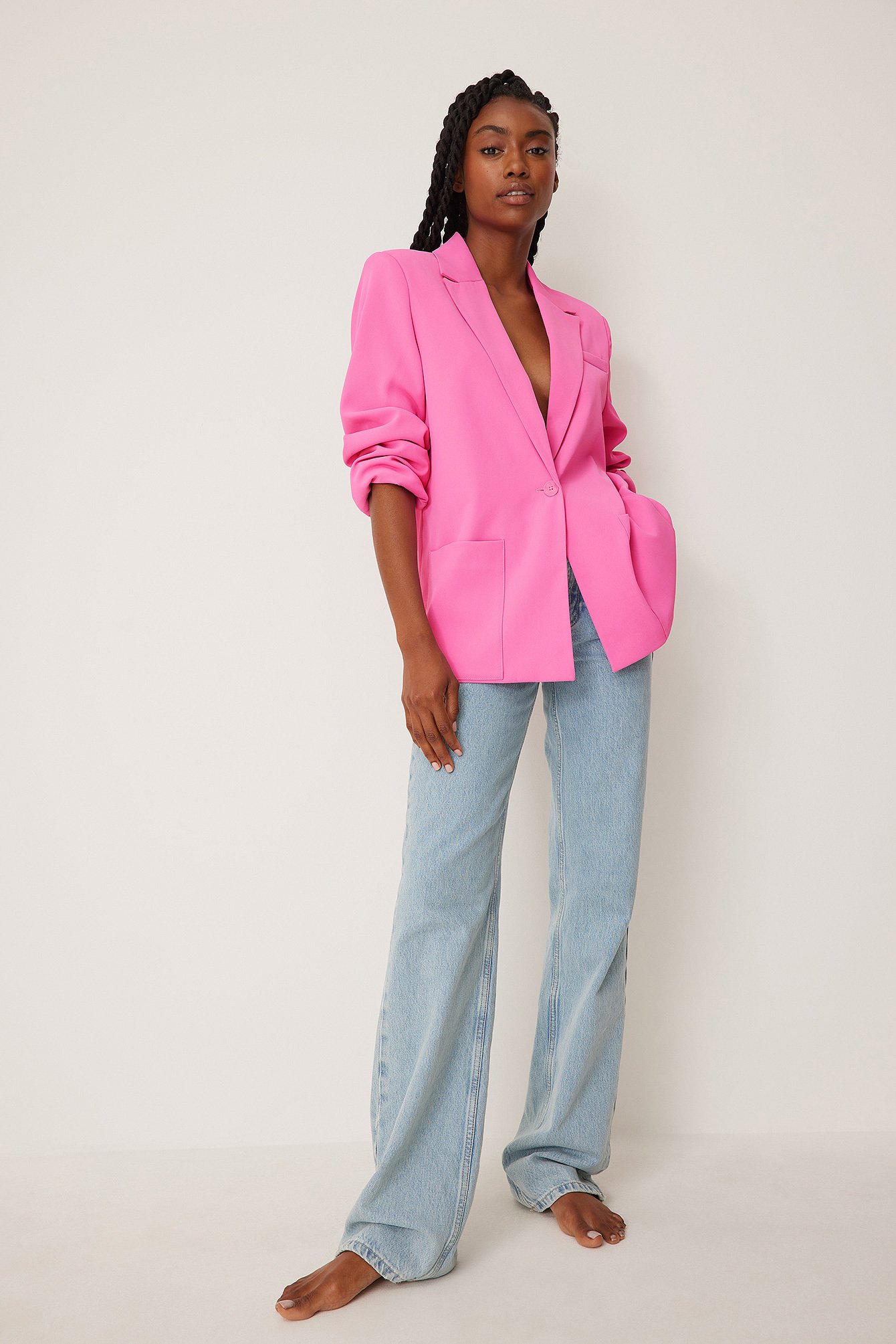 Pink Straight Fit Blazer