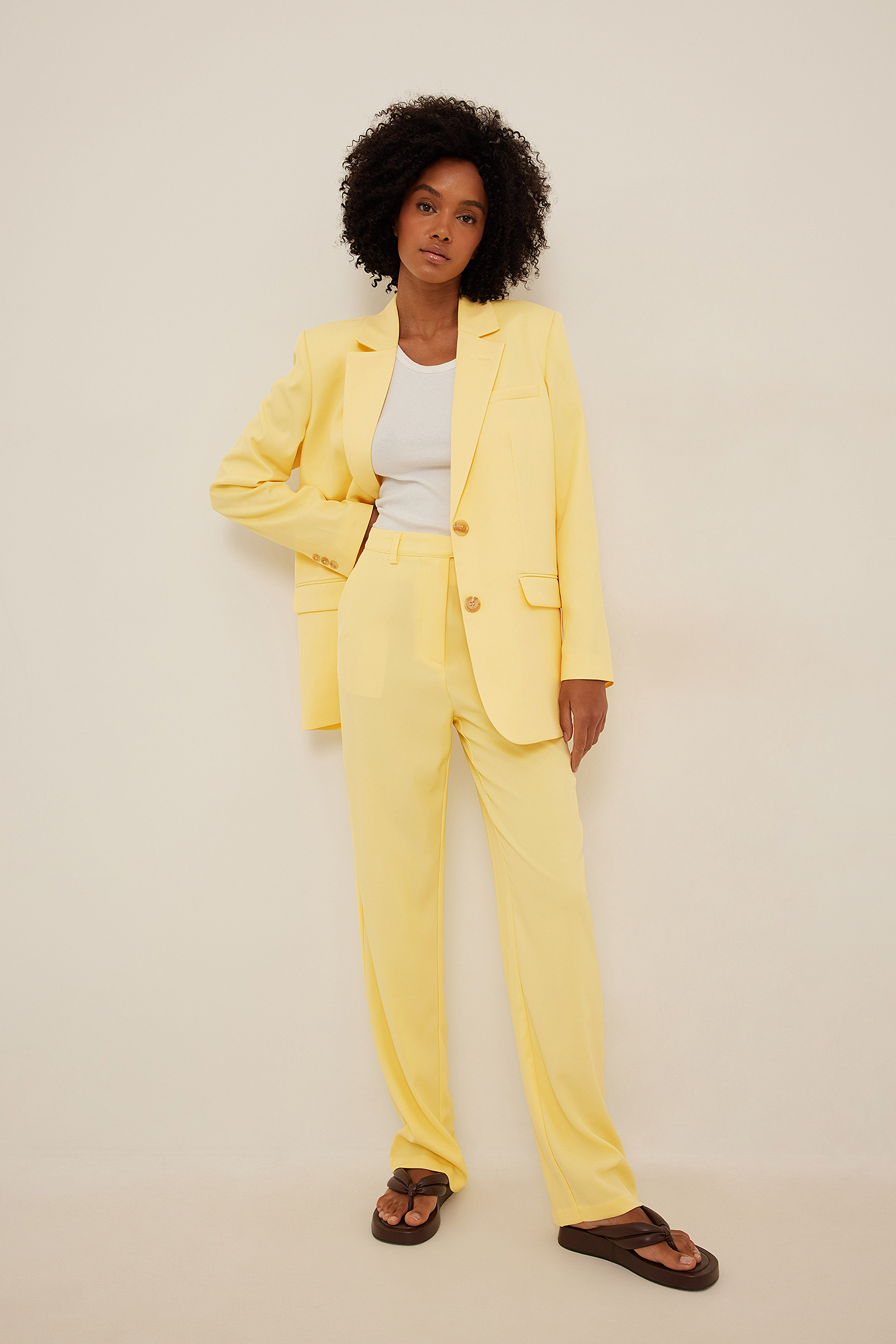 High Waist Suit Pants Yellow | na-kd.com