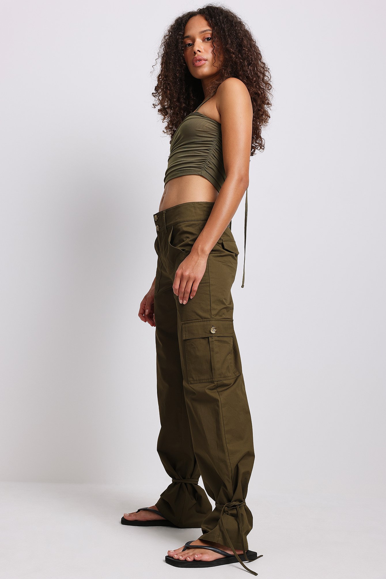 Strap Cargo Trousers Green
