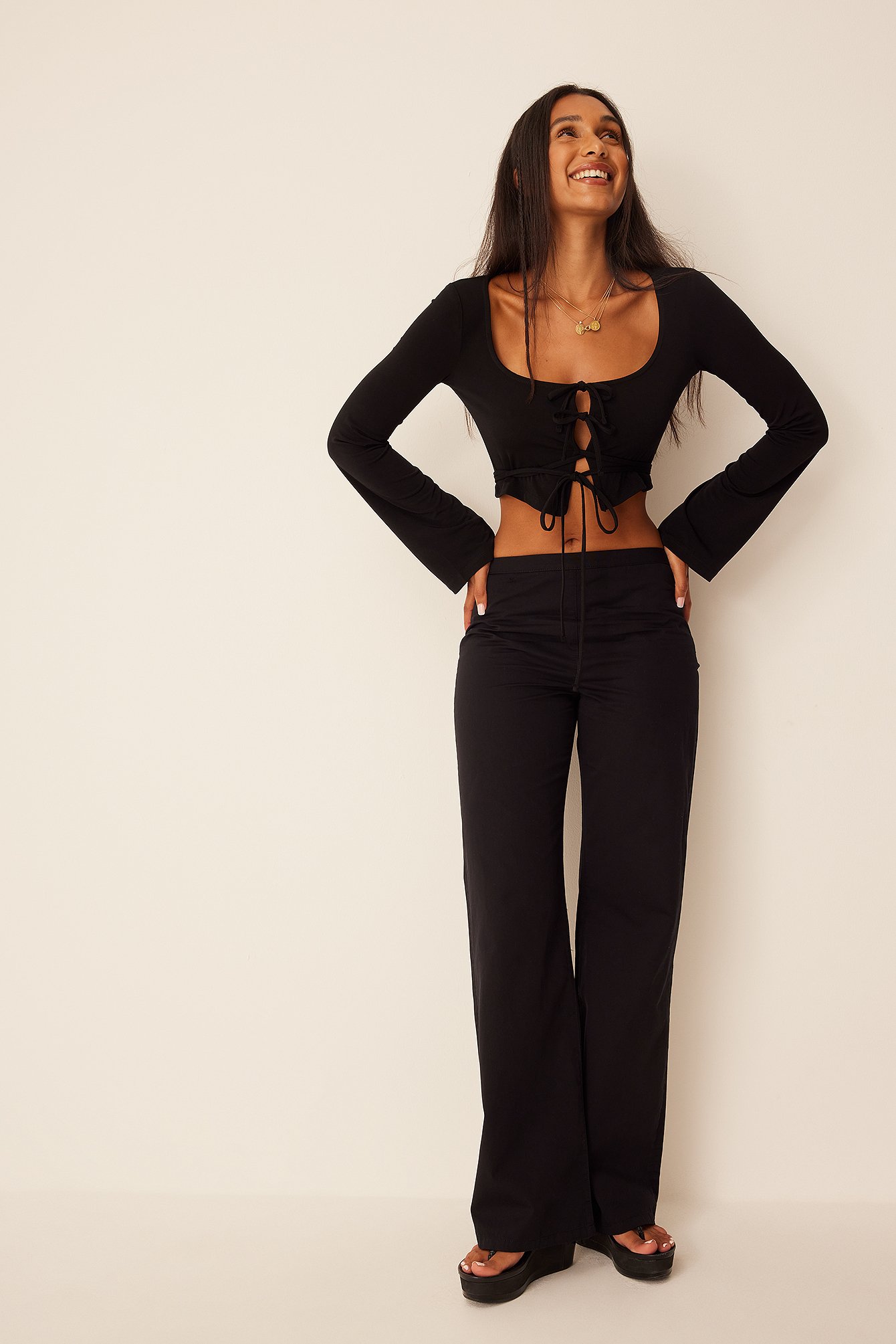 Black Cropped Front Detail Top