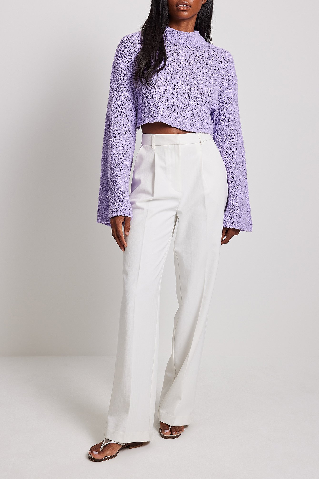 Winter White Relaxed Mid Waist Suit Pants