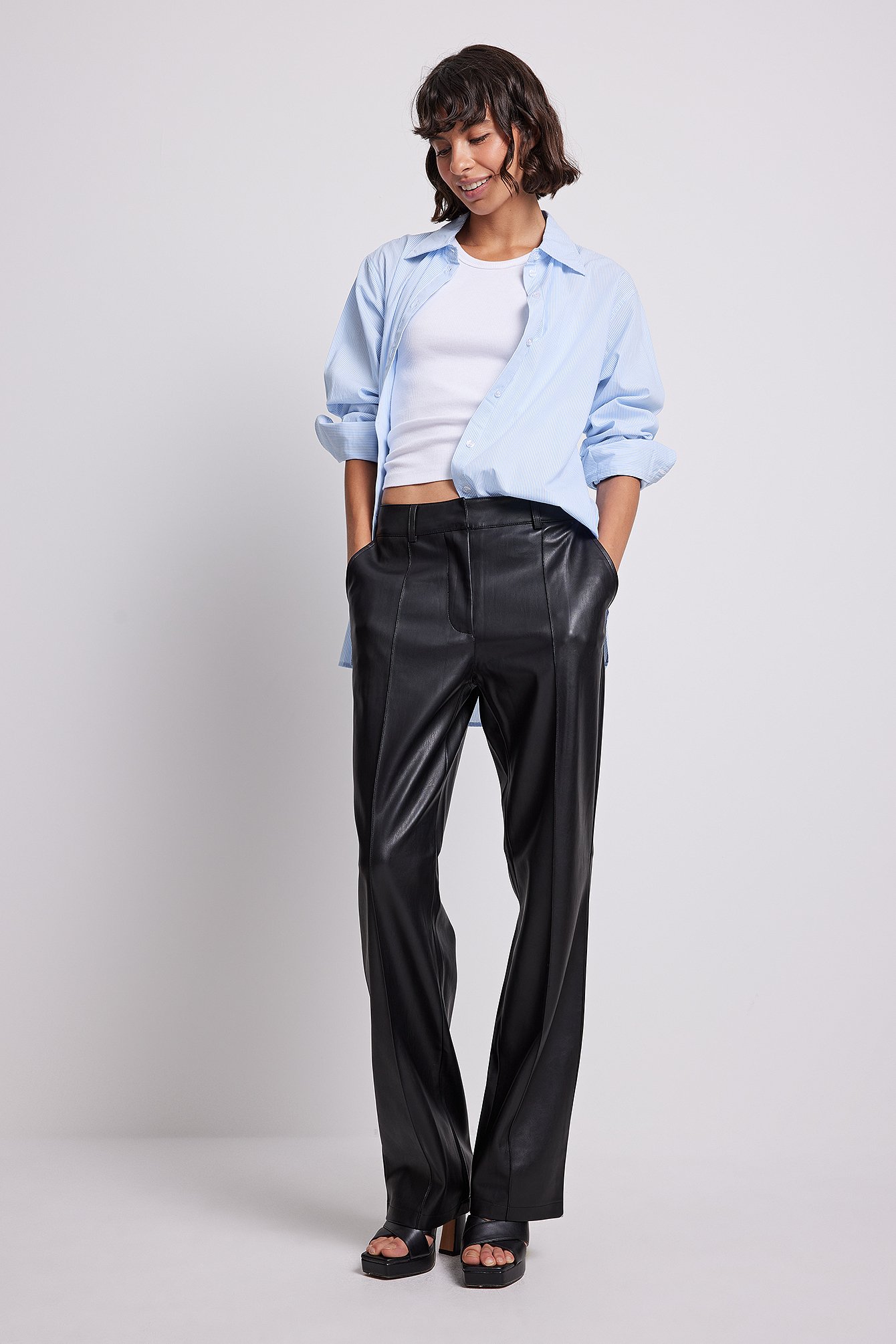 PU Mid Rise Pants Outfit