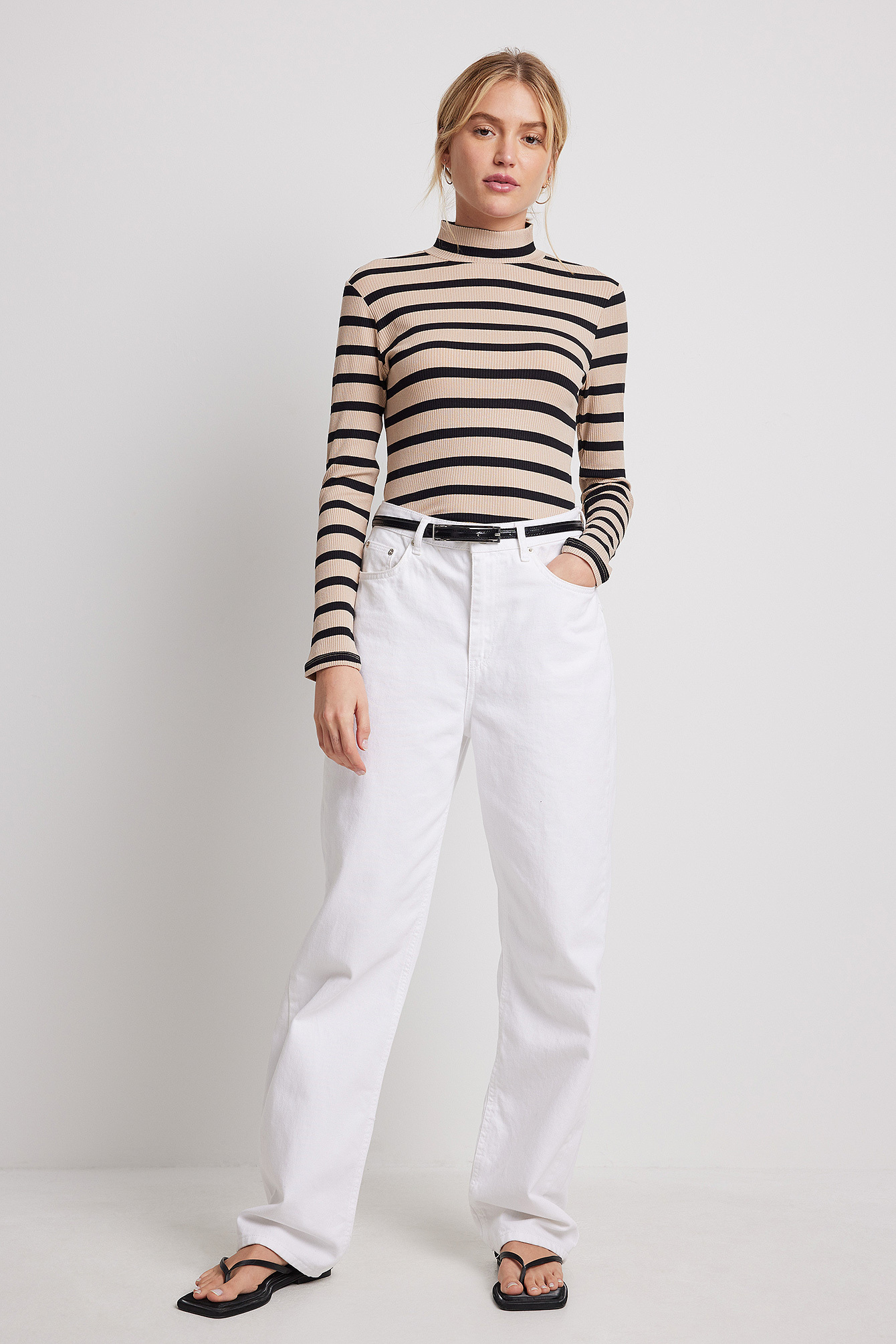 Turtle Neck Long Sleeve Ribbed Sweater Dress