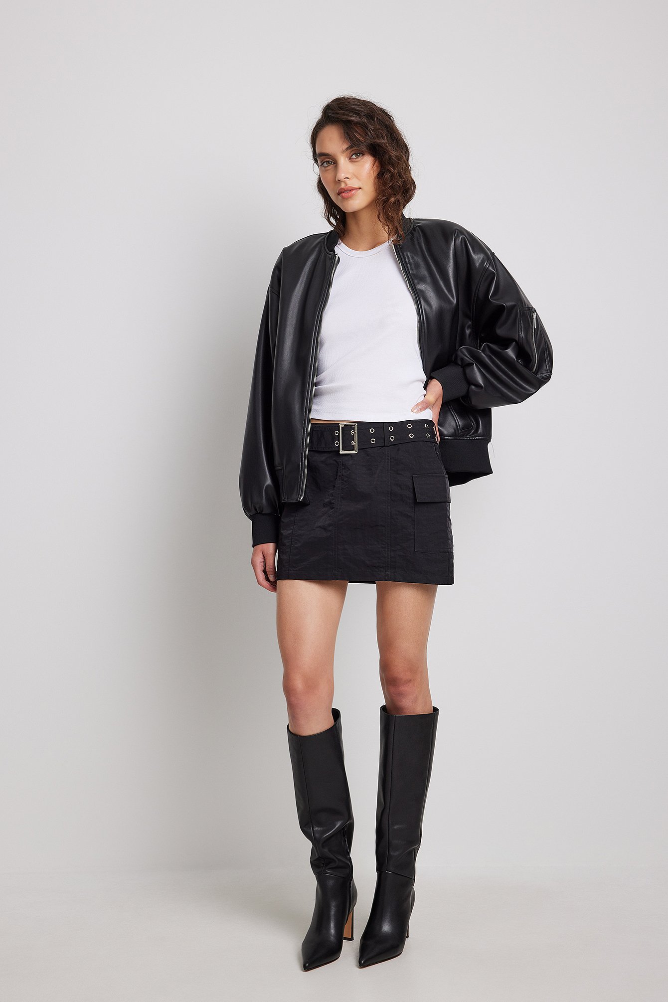 Belted Utility Low Waist Mini Skirt Outfit