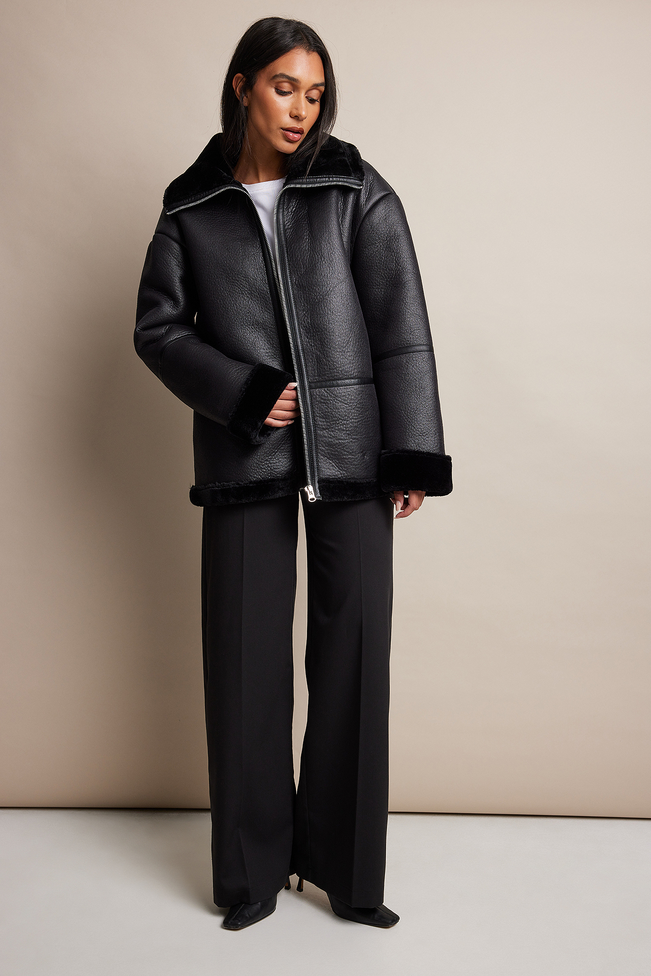 Bonded High Collar Jacket Black | na-kd.com