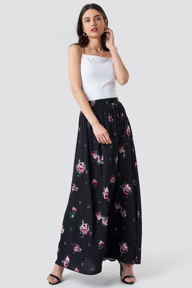 Black Floral Co-ord Floral Maxi Skirt