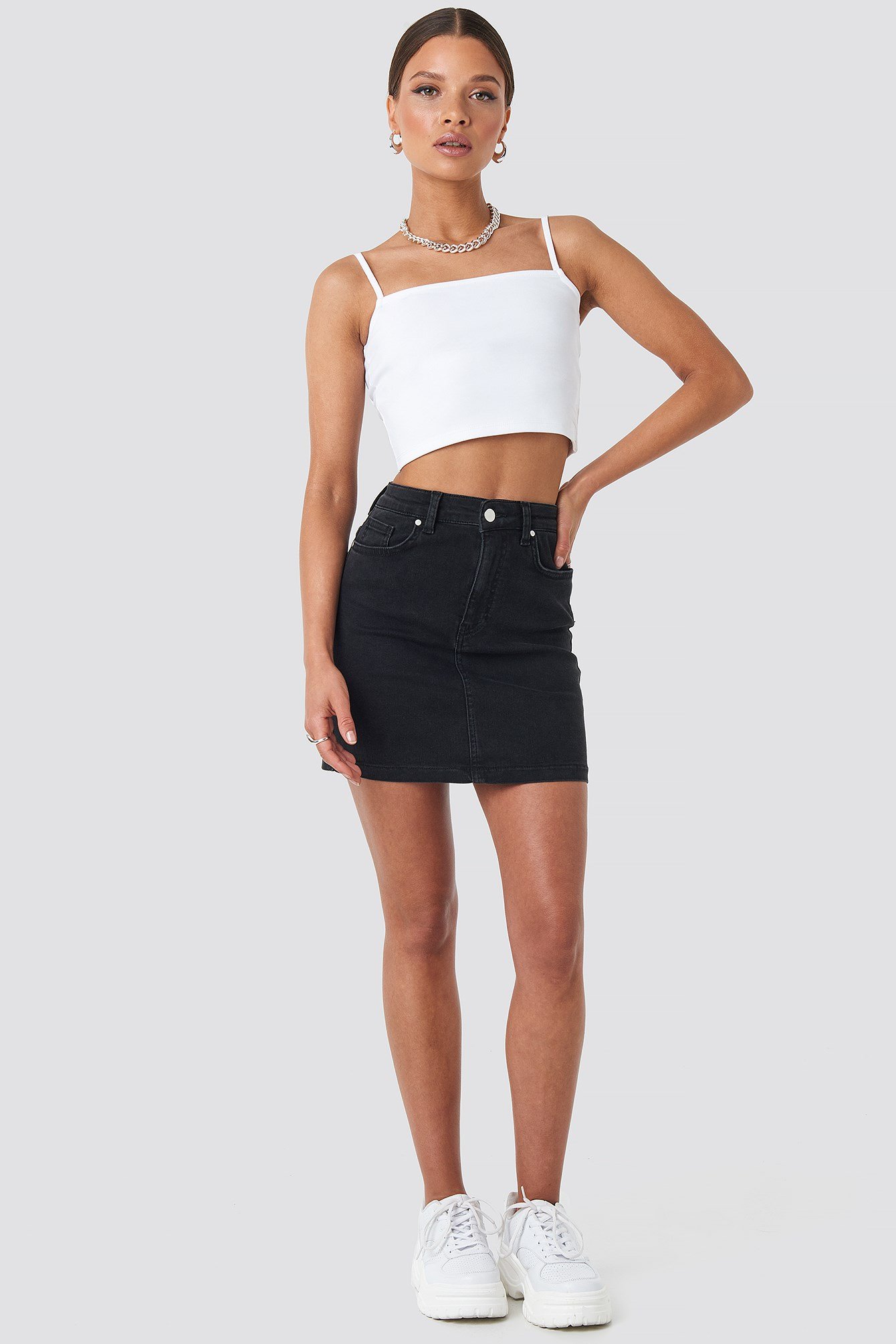 Mini Denim Skirt Black Outfit
