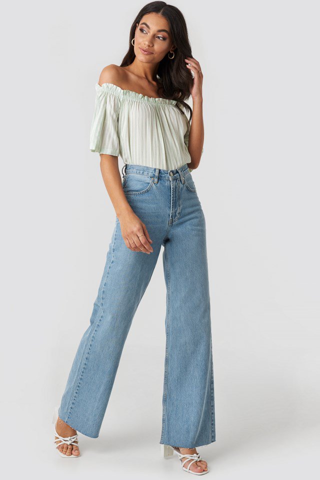 High Rise Wide Leg Jeans Blue | na-kd.com