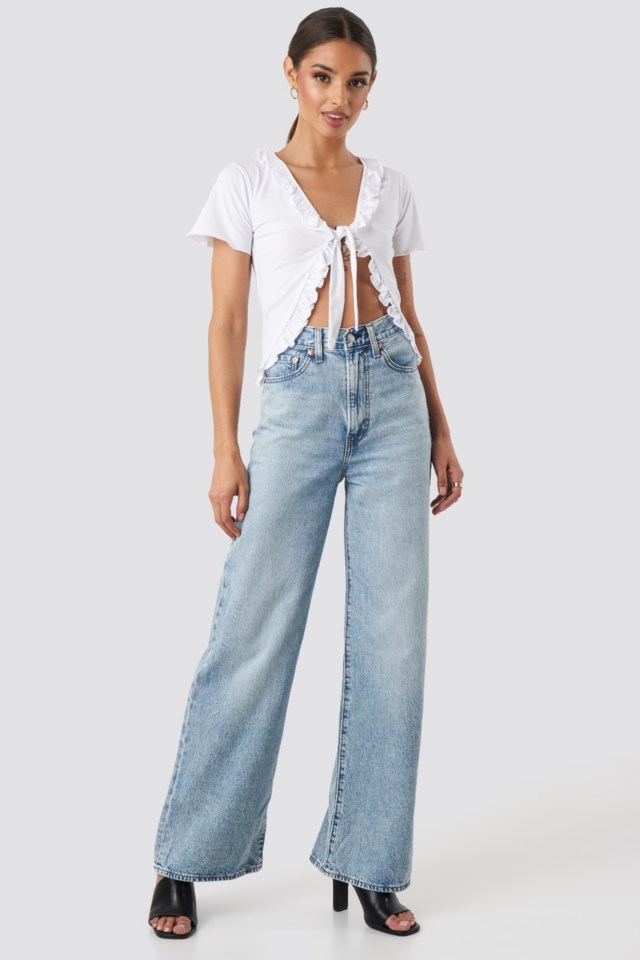 Ribcage Wide Leg Jeans Blue | na-kd.com