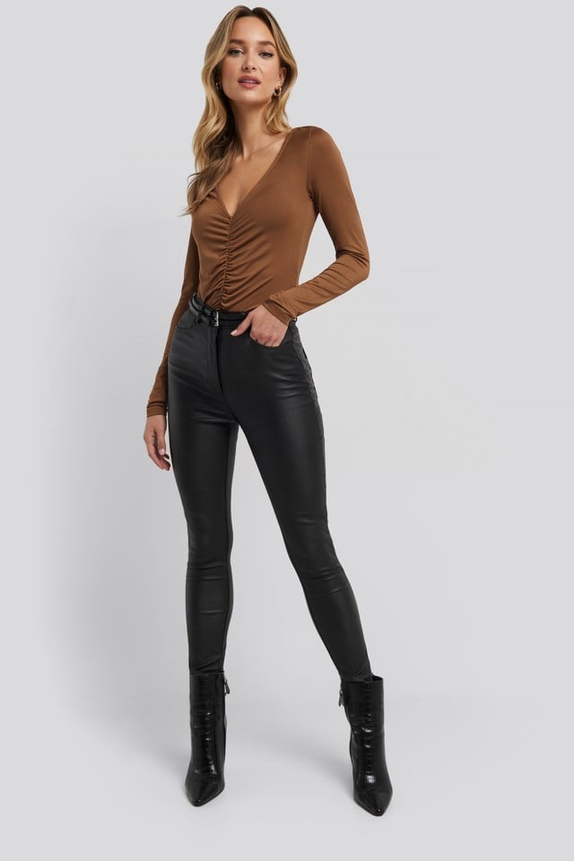 Ruched Long Sleeve Top Look