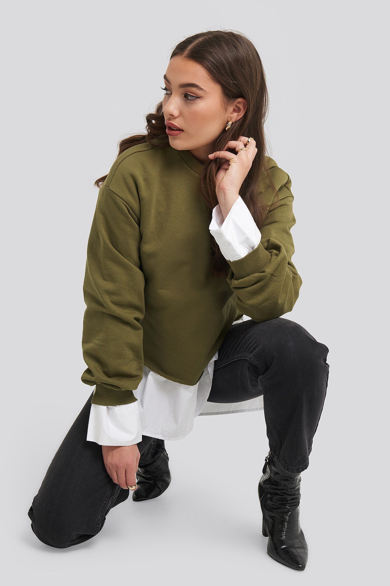 Cropped Sweatshirt Green Outfit