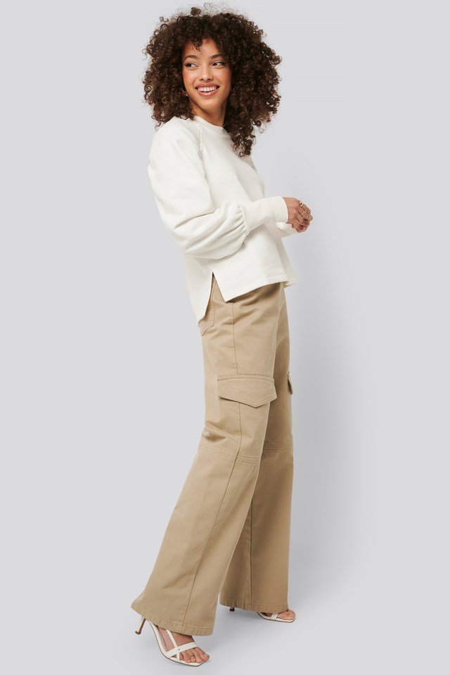 Wide-Leg Cargo Pants Beige | na-kd.com